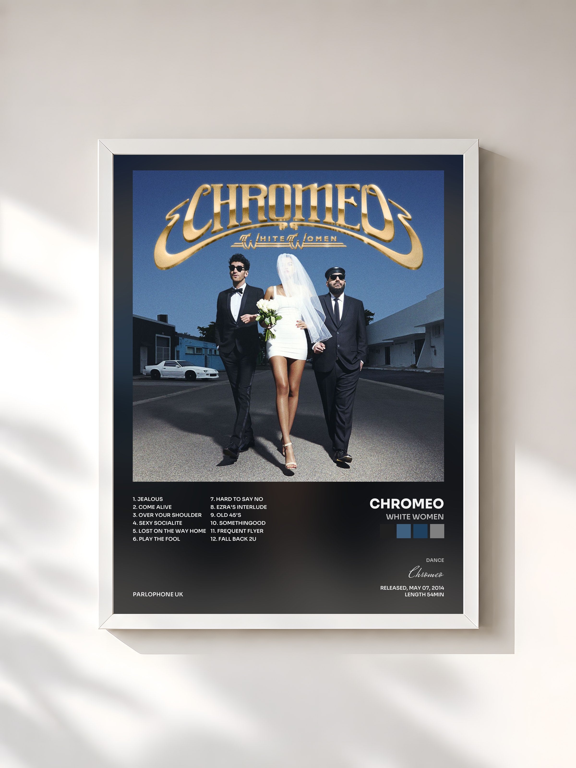 #blanc Tableau de l'album White Women de Chromeo, cadre blanc, imprimé et encadré en France