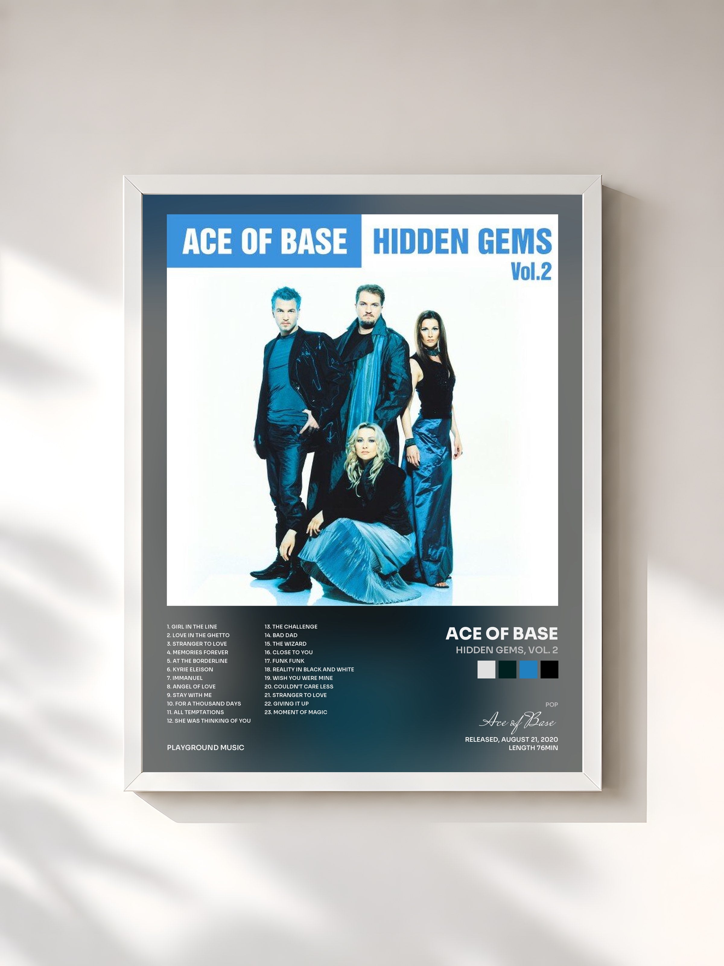 #blanc Tableau de l'album Hidden Gems, Vol. 2 de Ace of Base, cadre blanc, imprimé et encadré en France