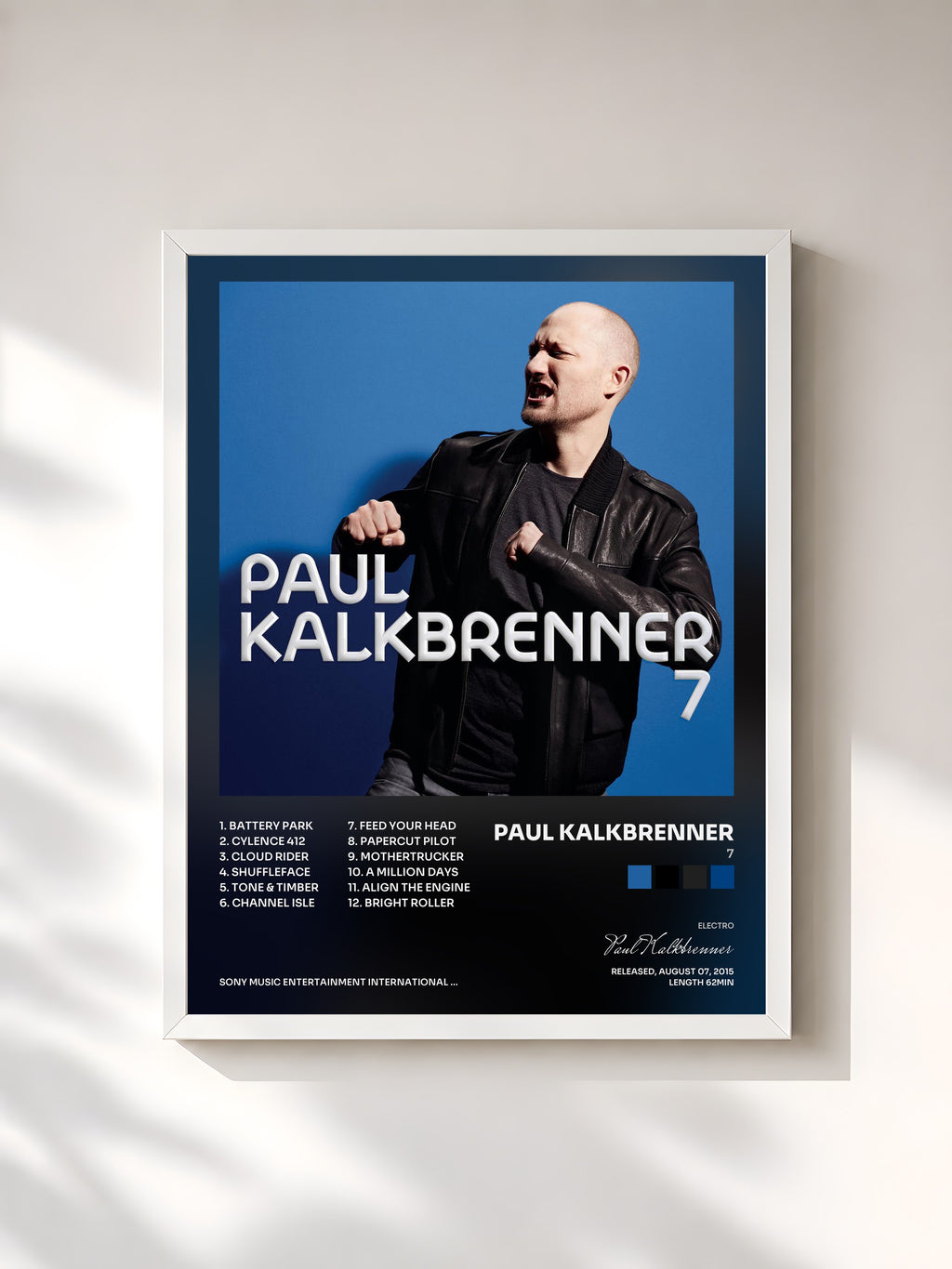 #blanc Tableau de l'album 7 de Paul Kalkbrenner, cadre blanc, imprimé et encadré en France