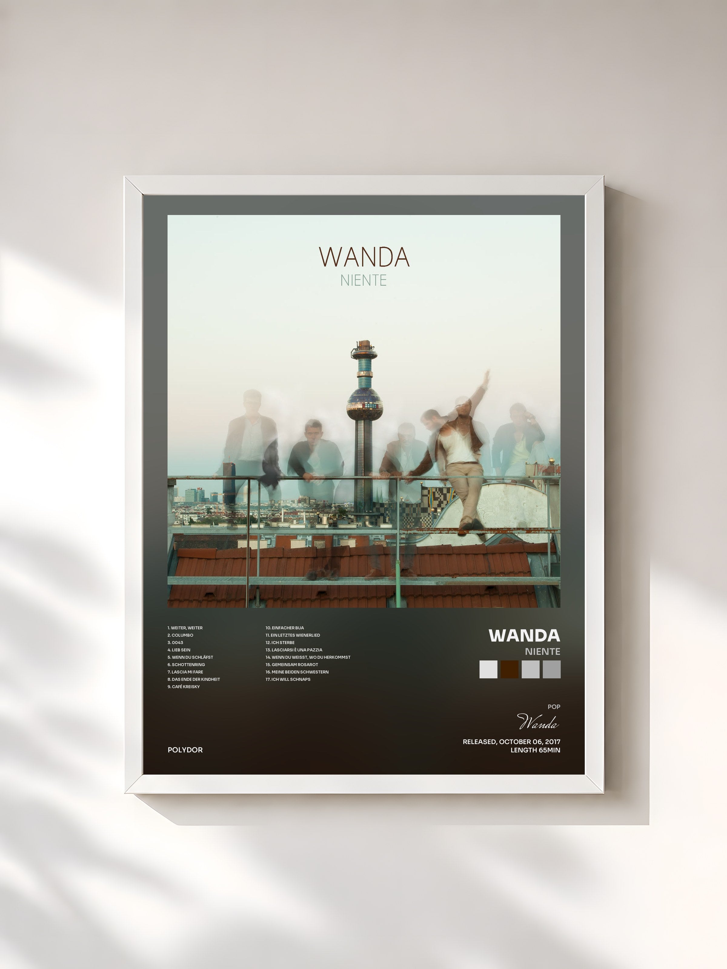 #blanc Tableau de l'album Niente de Wanda, cadre blanc, imprimé et encadré en France