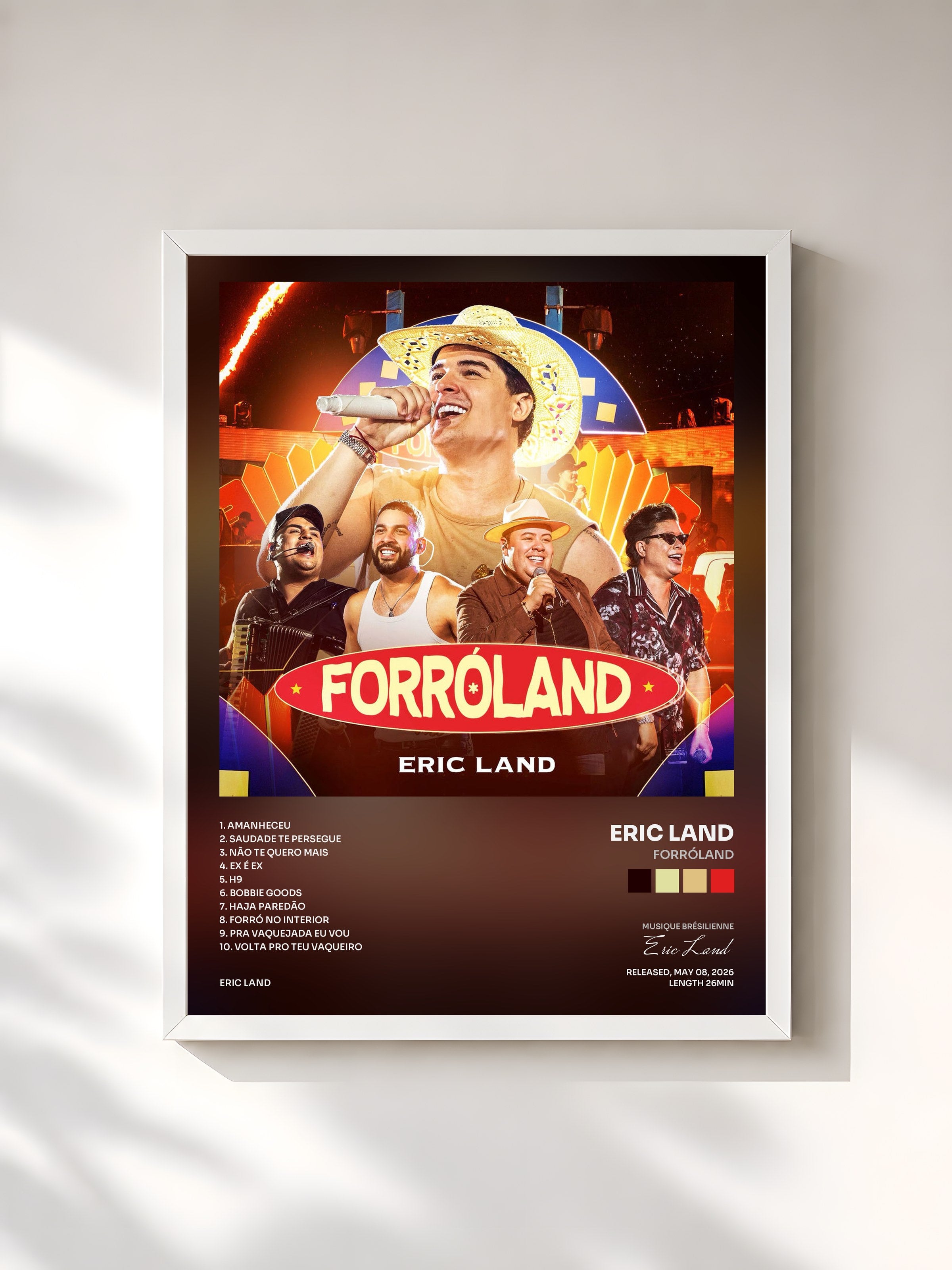 #blanc Tableau de l'album ForróLand de Eric Land, cadre blanc, imprimé et encadré en France