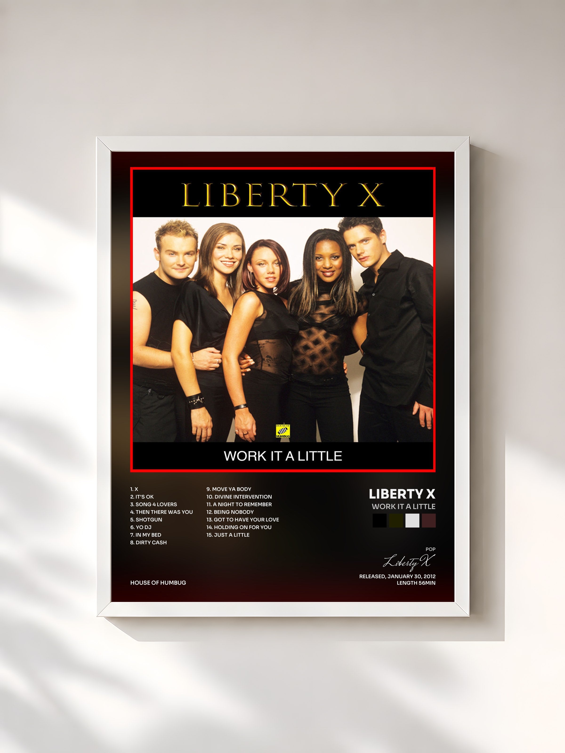 #blanc Tableau de l'album Work It A Little de Liberty X, cadre blanc, imprimé et encadré en France