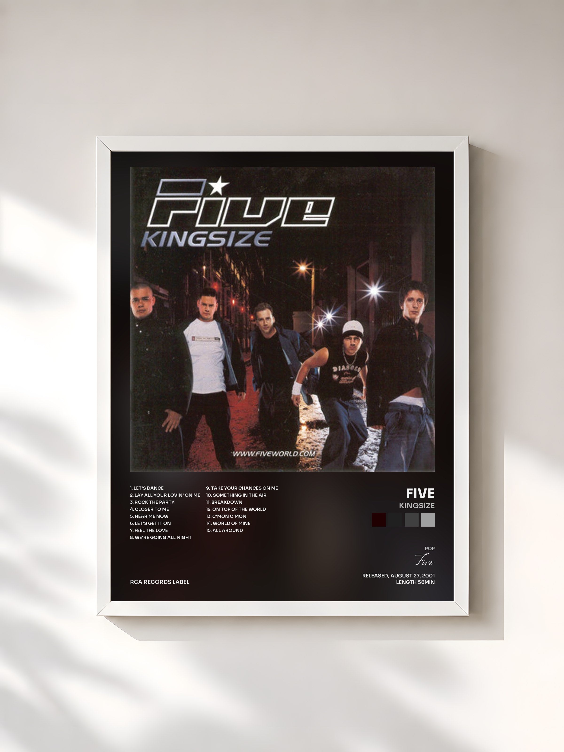 #blanc Tableau de l'album Kingsize de Five, cadre blanc, imprimé et encadré en France