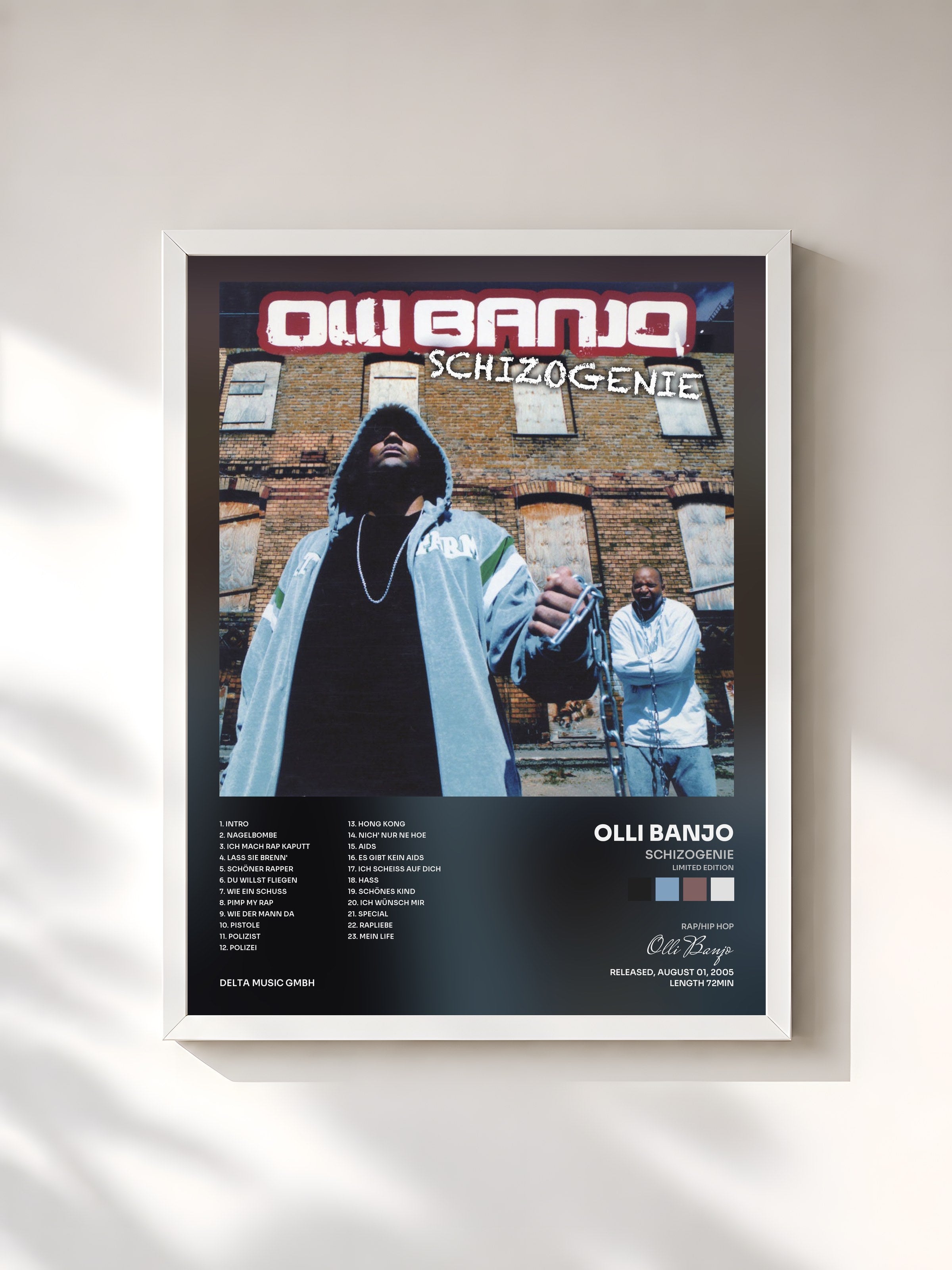 #blanc Tableau de l'album Schizogenie (Limited Edition) de Olli Banjo, cadre blanc, imprimé et encadré en France