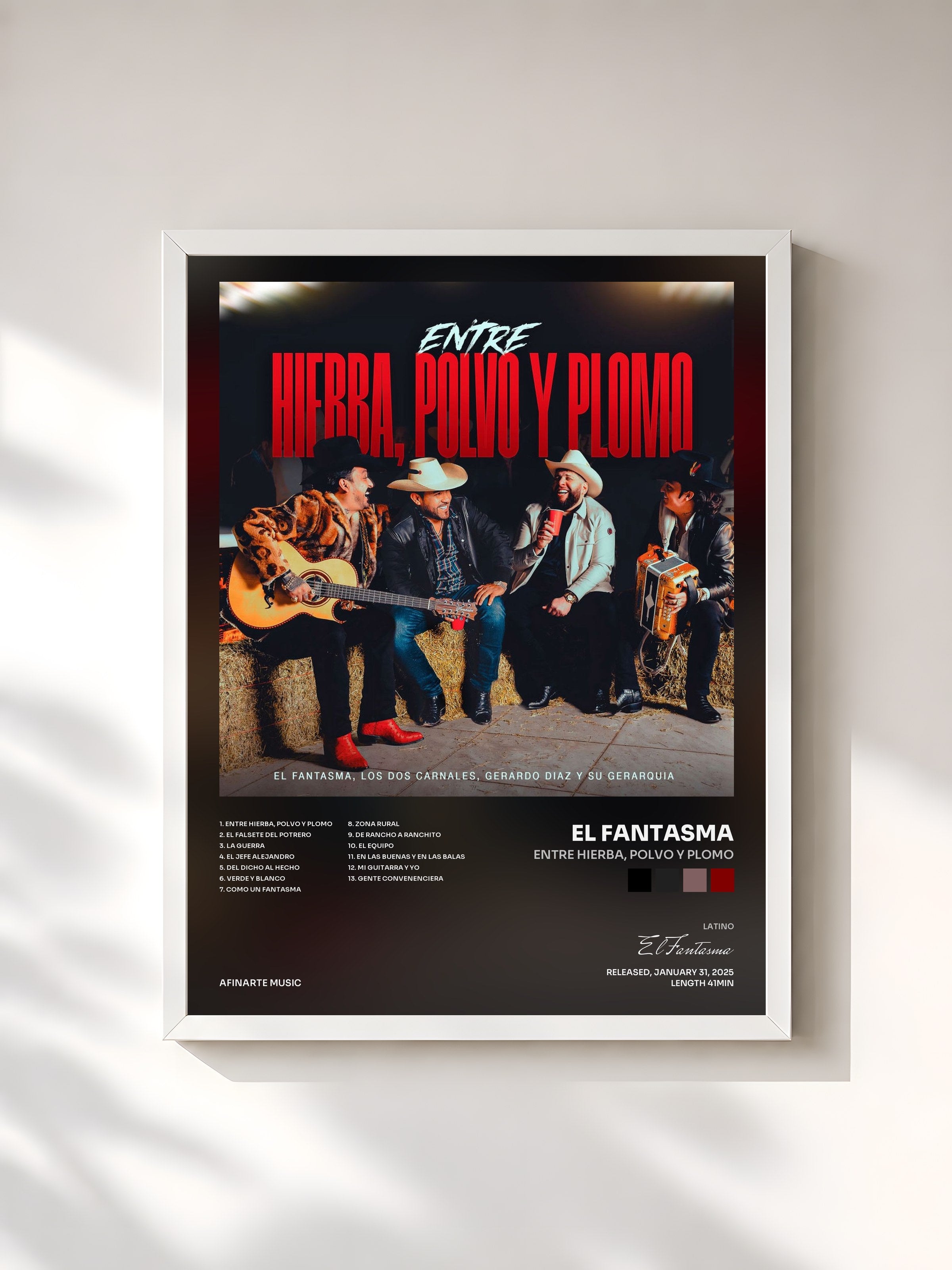 #blanc Tableau de l'album Entre Hierba, Polvo y Plomo de El Fantasma, cadre blanc, imprimé et encadré en France