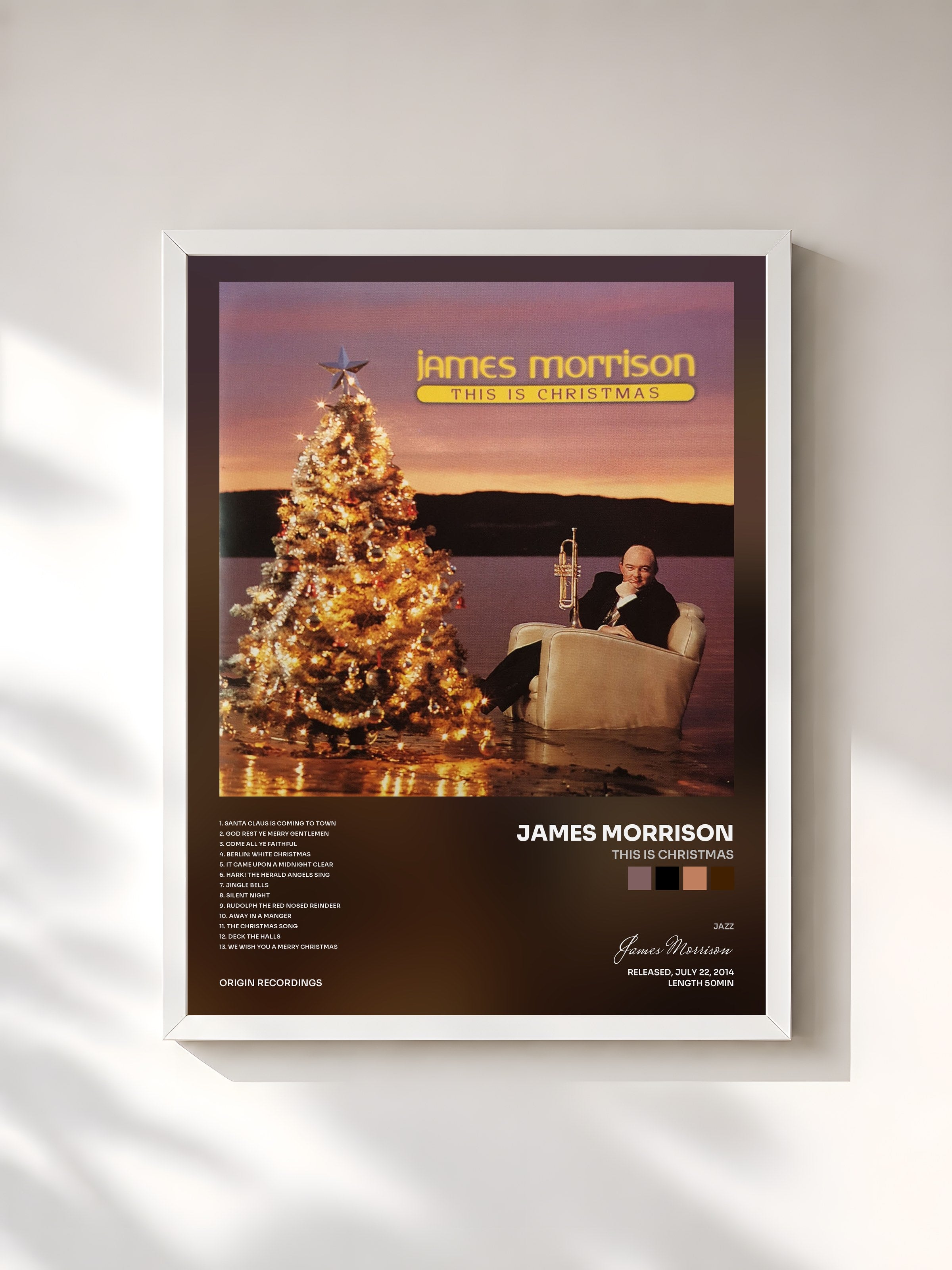 #blanc Tableau de l'album This Is Christmas de James Morrison, cadre blanc, imprimé et encadré en France