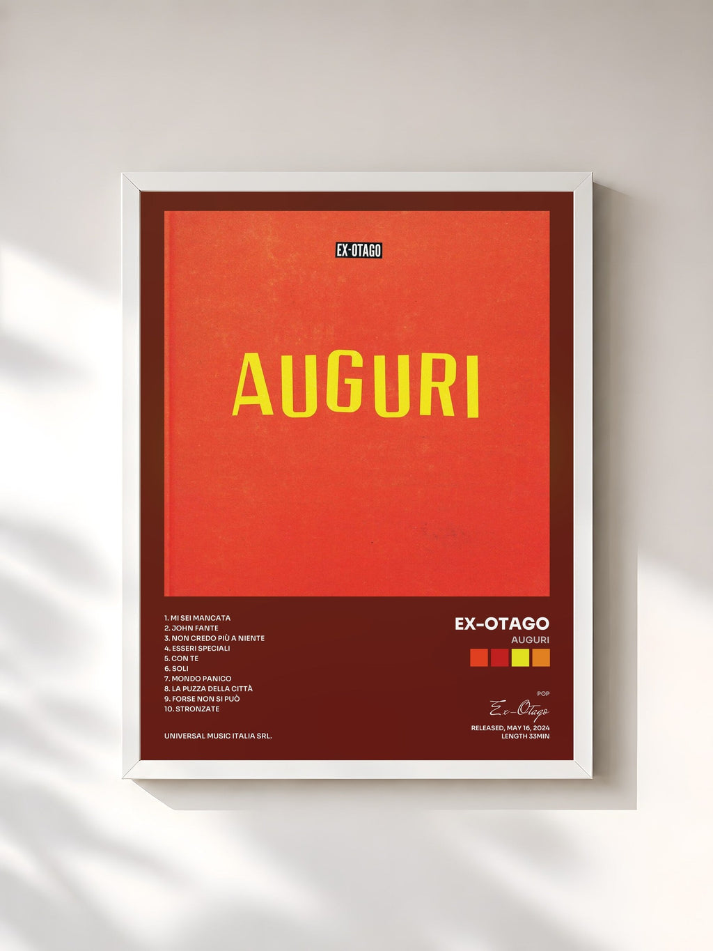 #blanc Tableau de l'album Auguri de Ex-Otago, cadre blanc, imprimé et encadré en France