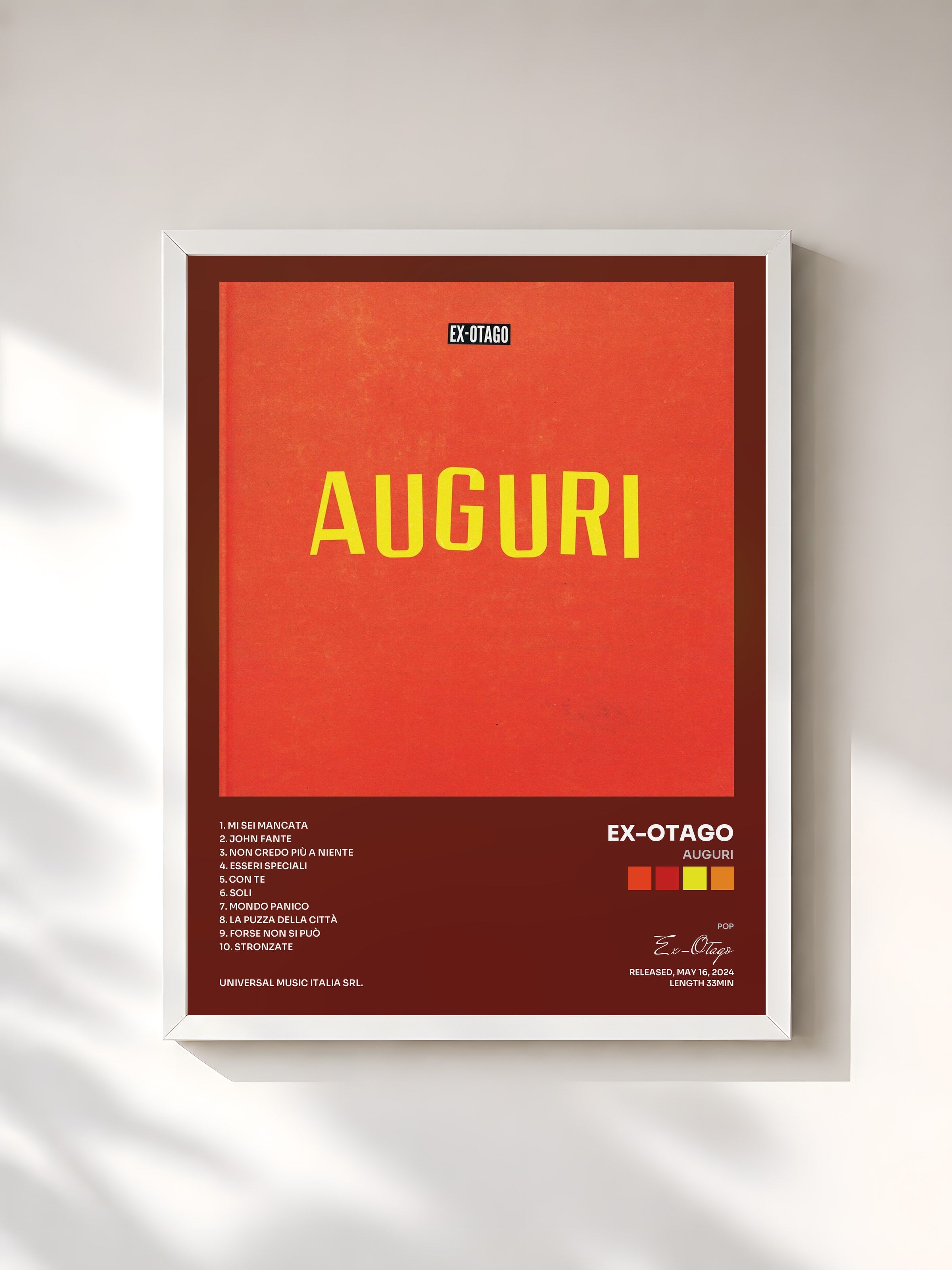 #blanc Tableau de l'album Auguri de Ex-Otago, cadre blanc, imprimé et encadré en France