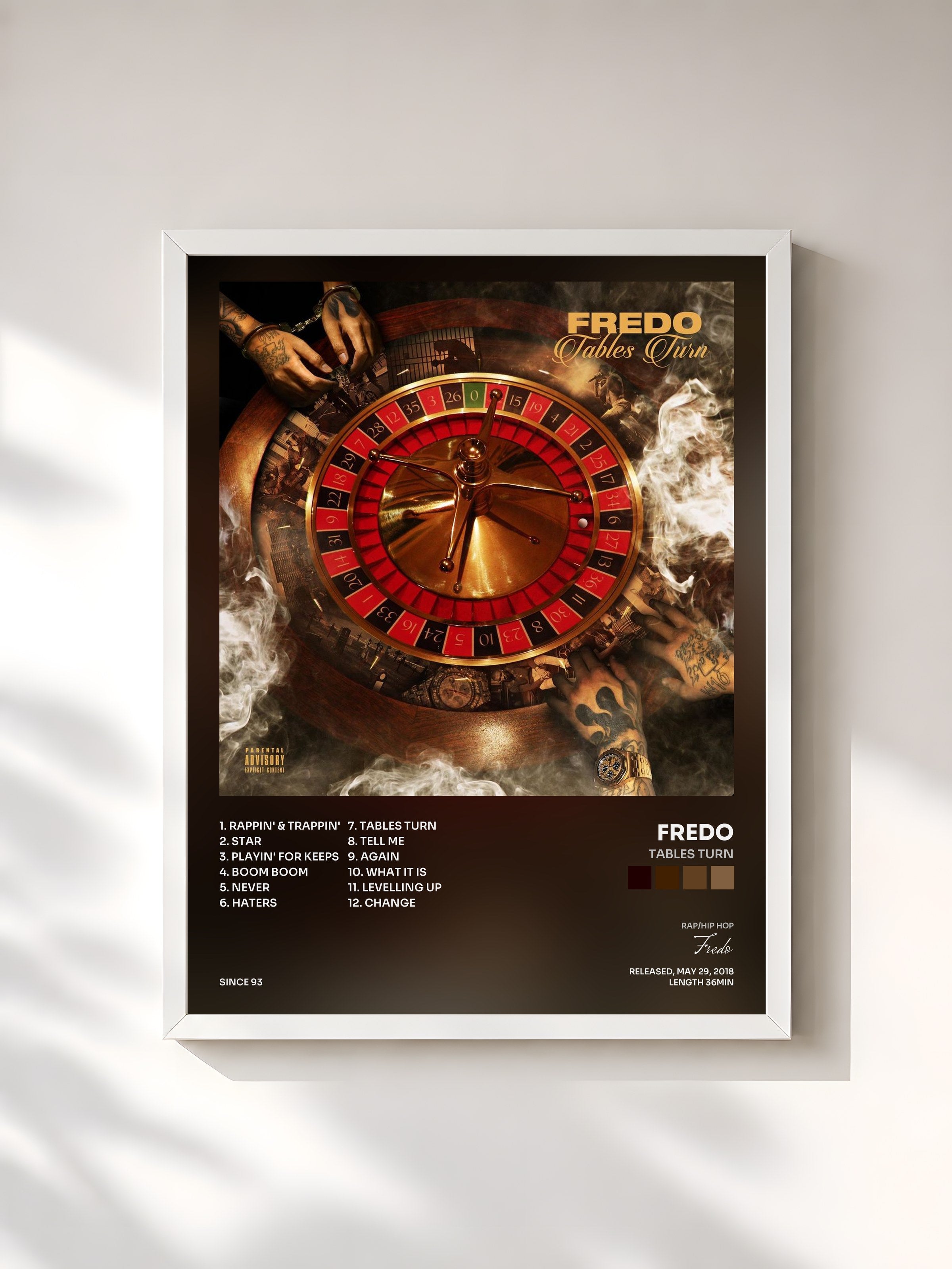 #blanc Tableau de l'album Tables Turn de Fredo, cadre blanc, imprimé et encadré en France