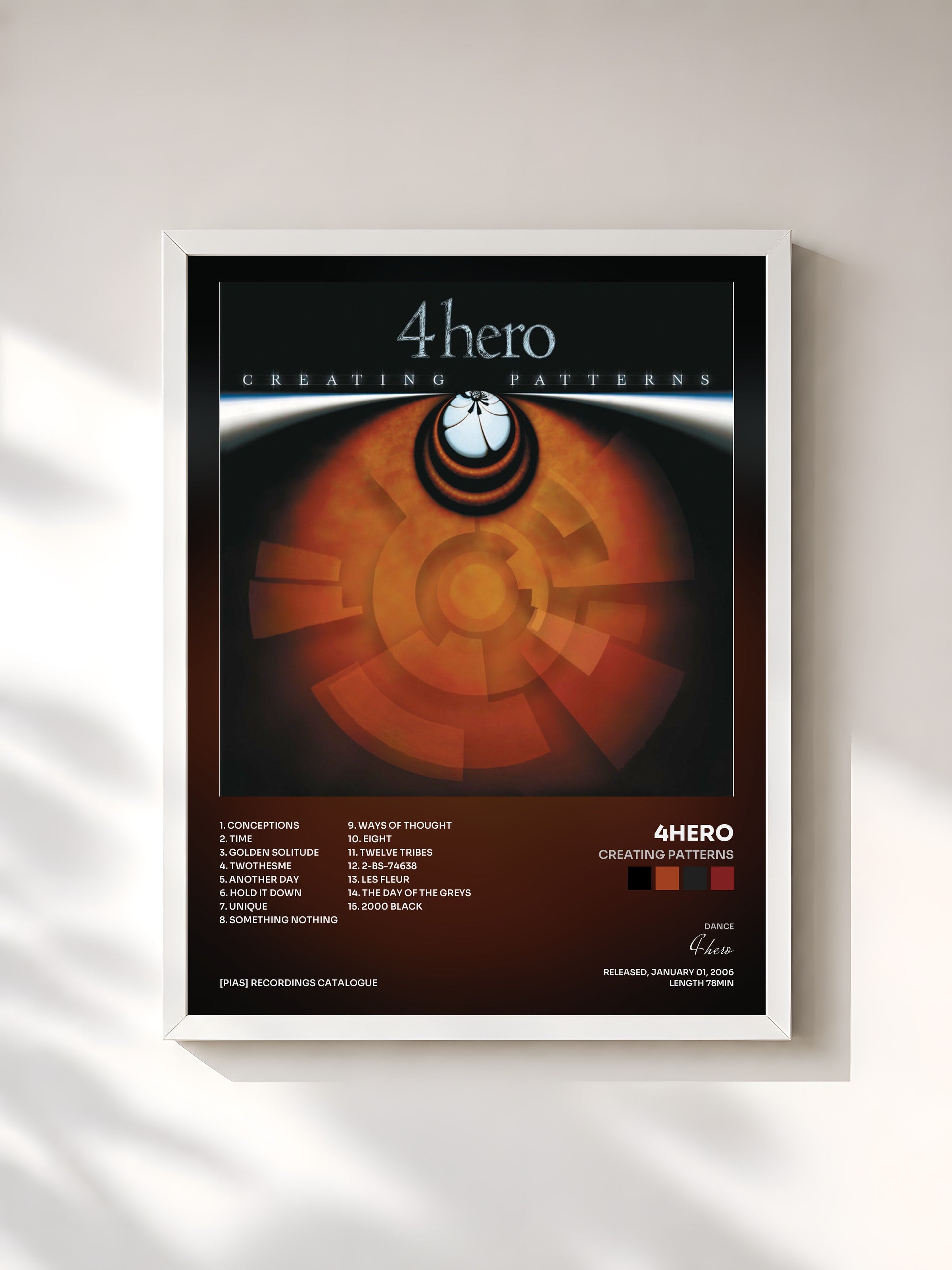 #blanc Tableau de l'album Creating Patterns de 4hero, cadre blanc, imprimé et encadré en France