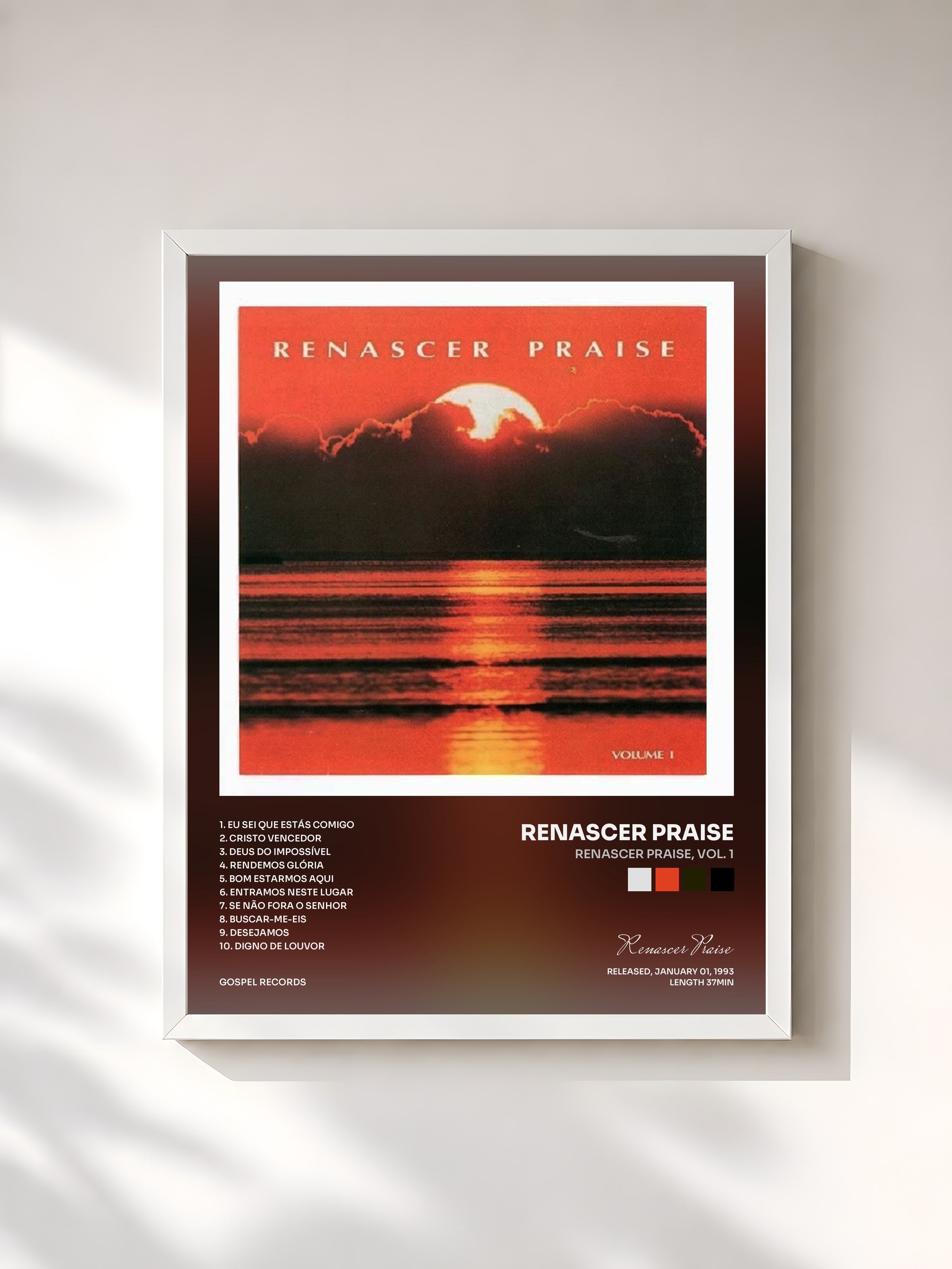 #blanc Tableau de l'album Renascer Praise, Vol. 1 de Renascer Praise, cadre blanc, imprimé et encadré en France