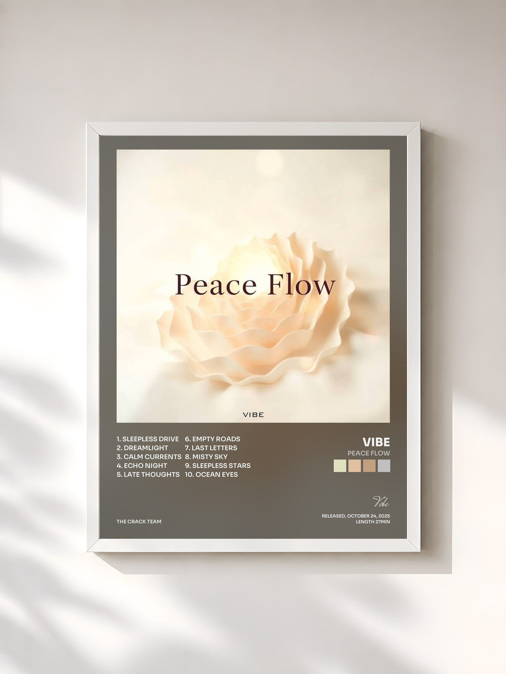 #blanc Peace Flow di Vibe in stampa incorniciata, cornice bianca, stampata e incorniciata in Francia
