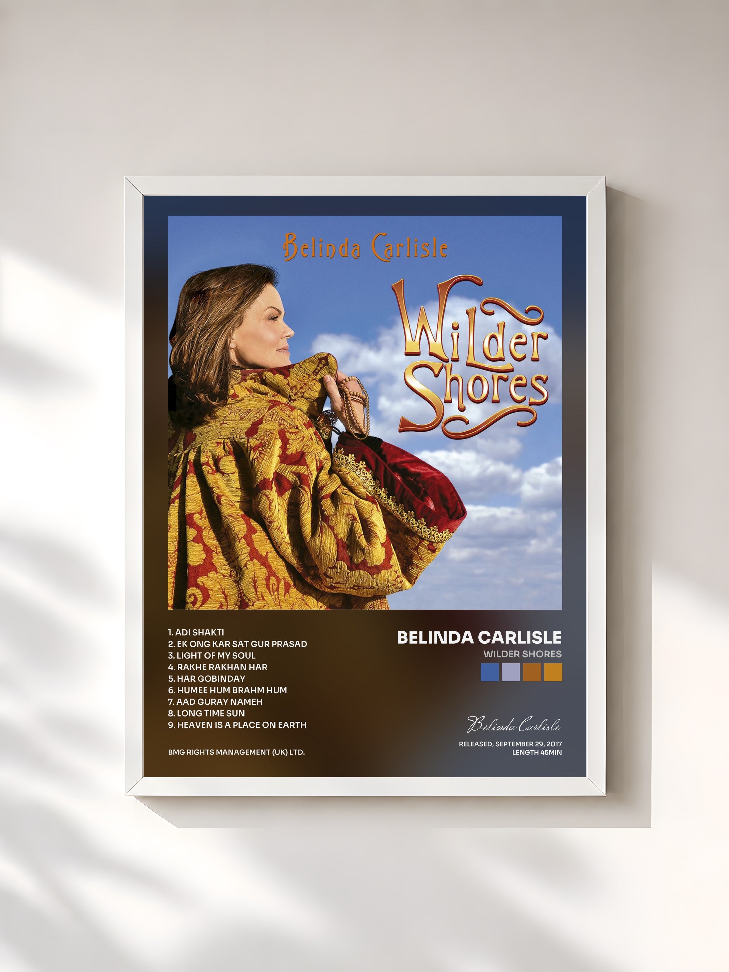 #blanc Tableau de l'album Wilder Shores de Belinda Carlisle, cadre blanc, imprimé et encadré en France