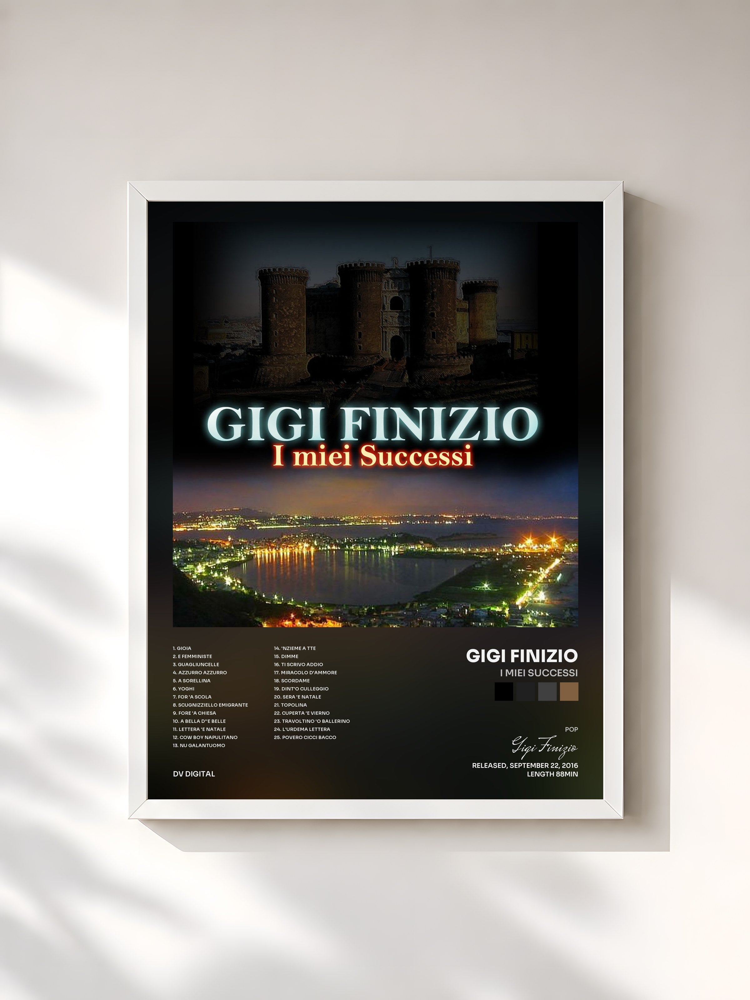 #blanc Tableau de l'album I miei successi de Gigi Finizio, cadre blanc, imprimé et encadré en France