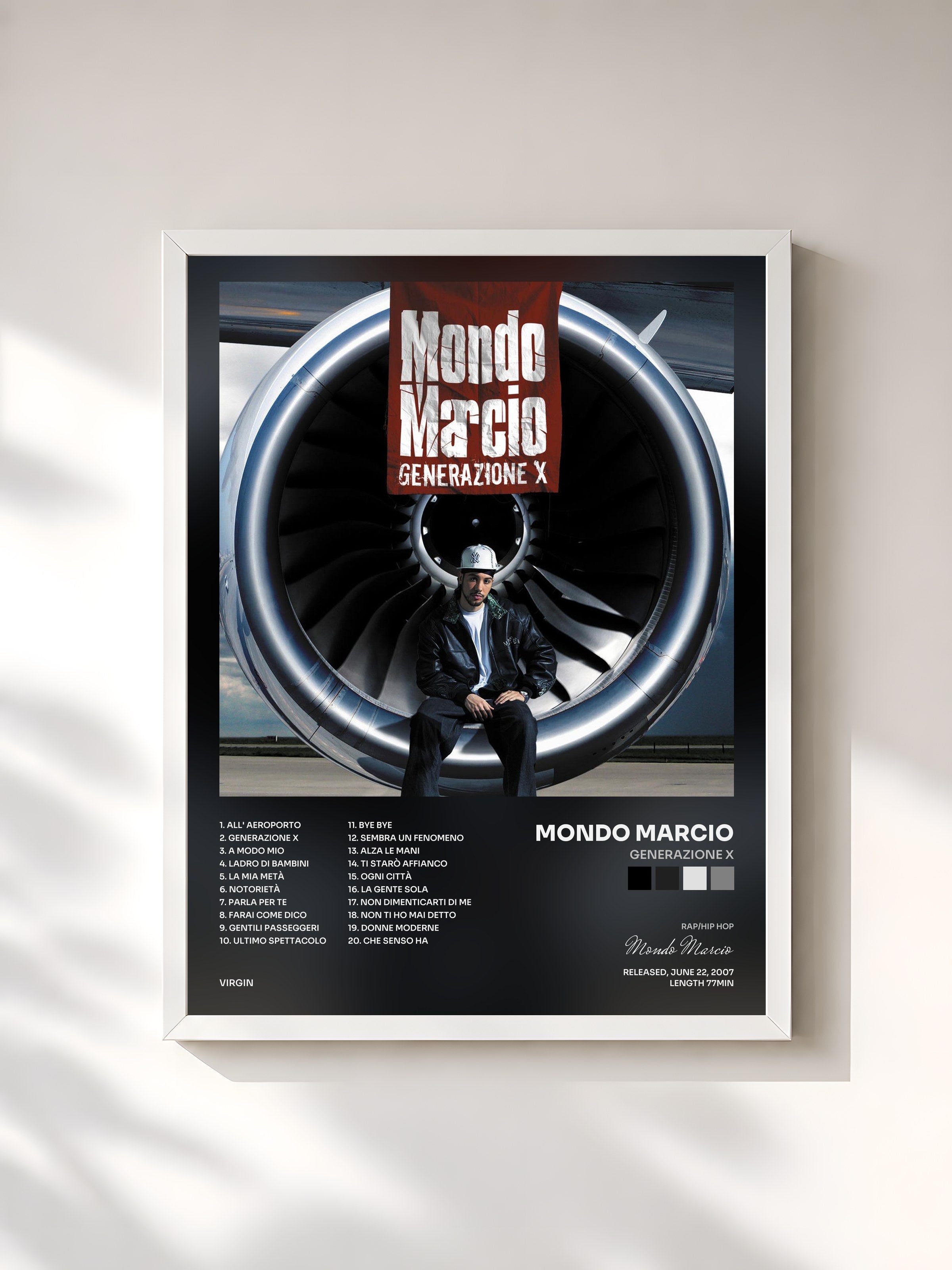 #blanc Tableau de l'album Generazione X de Mondo Marcio, cadre blanc, imprimé et encadré en France