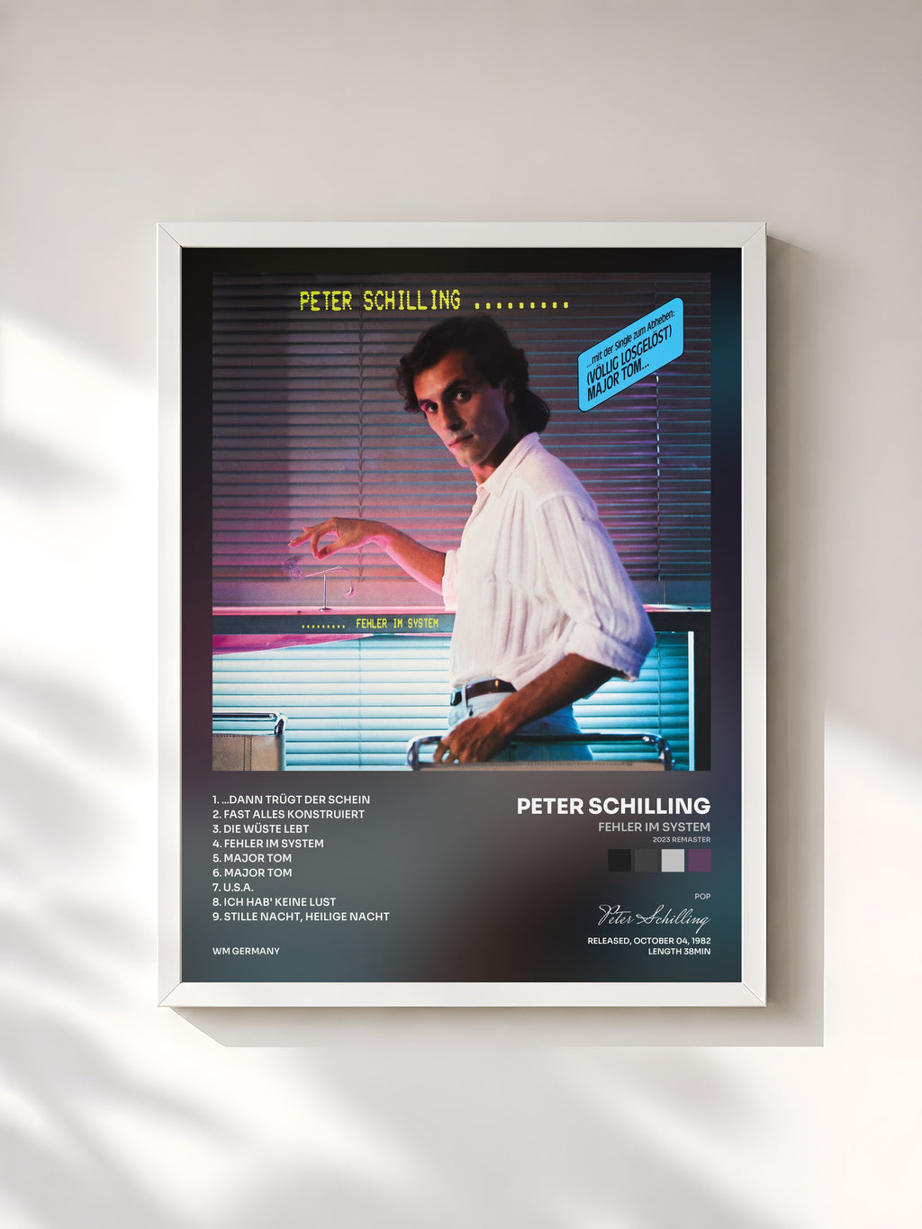 #blanc Tableau de l'album Fehler im System (2023 Remaster) de Peter Schilling, cadre blanc, imprimé et encadré en France