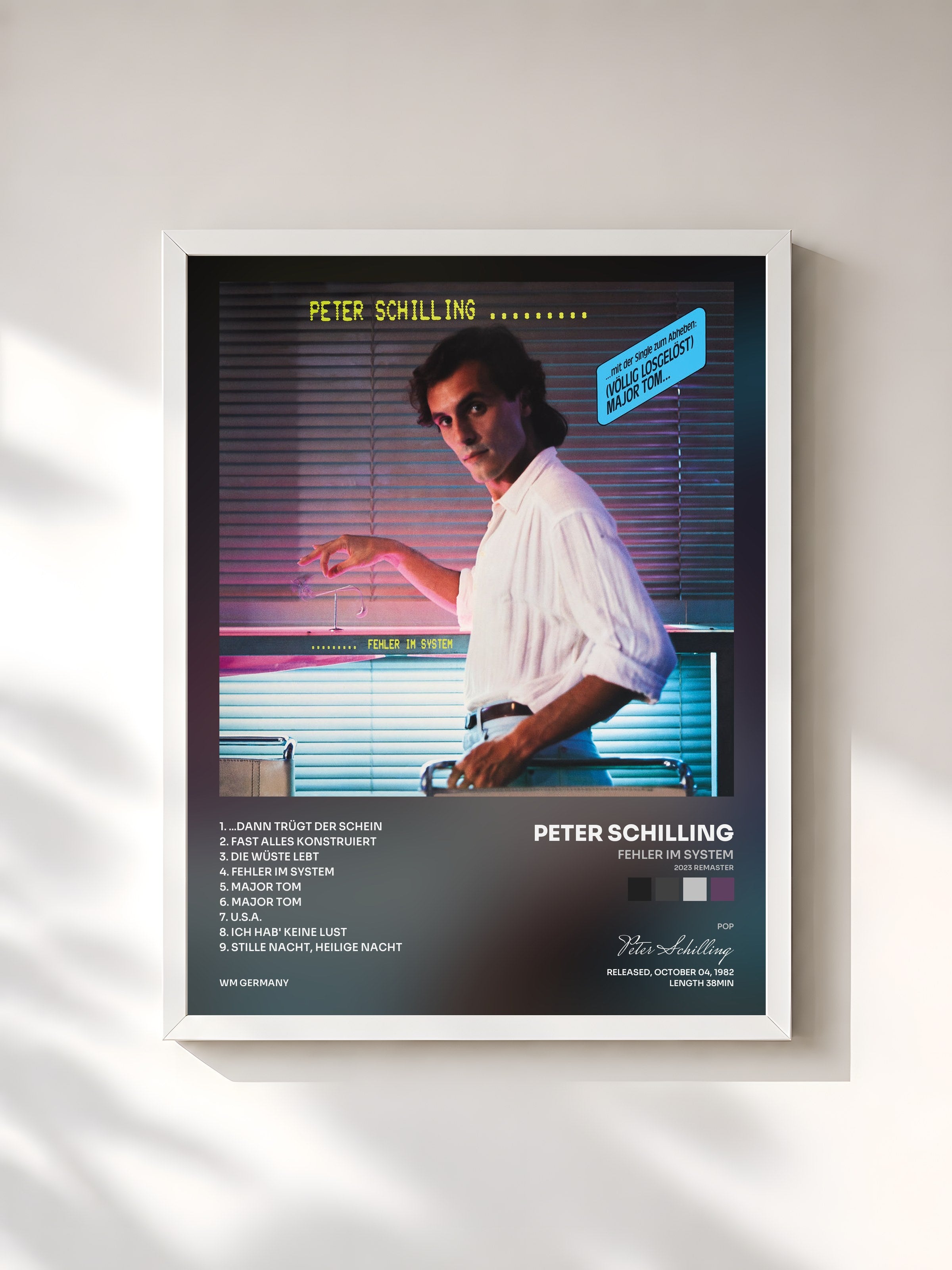 #blanc Tableau de l'album Fehler im System (2023 Remaster) de Peter Schilling, cadre blanc, imprimé et encadré en France