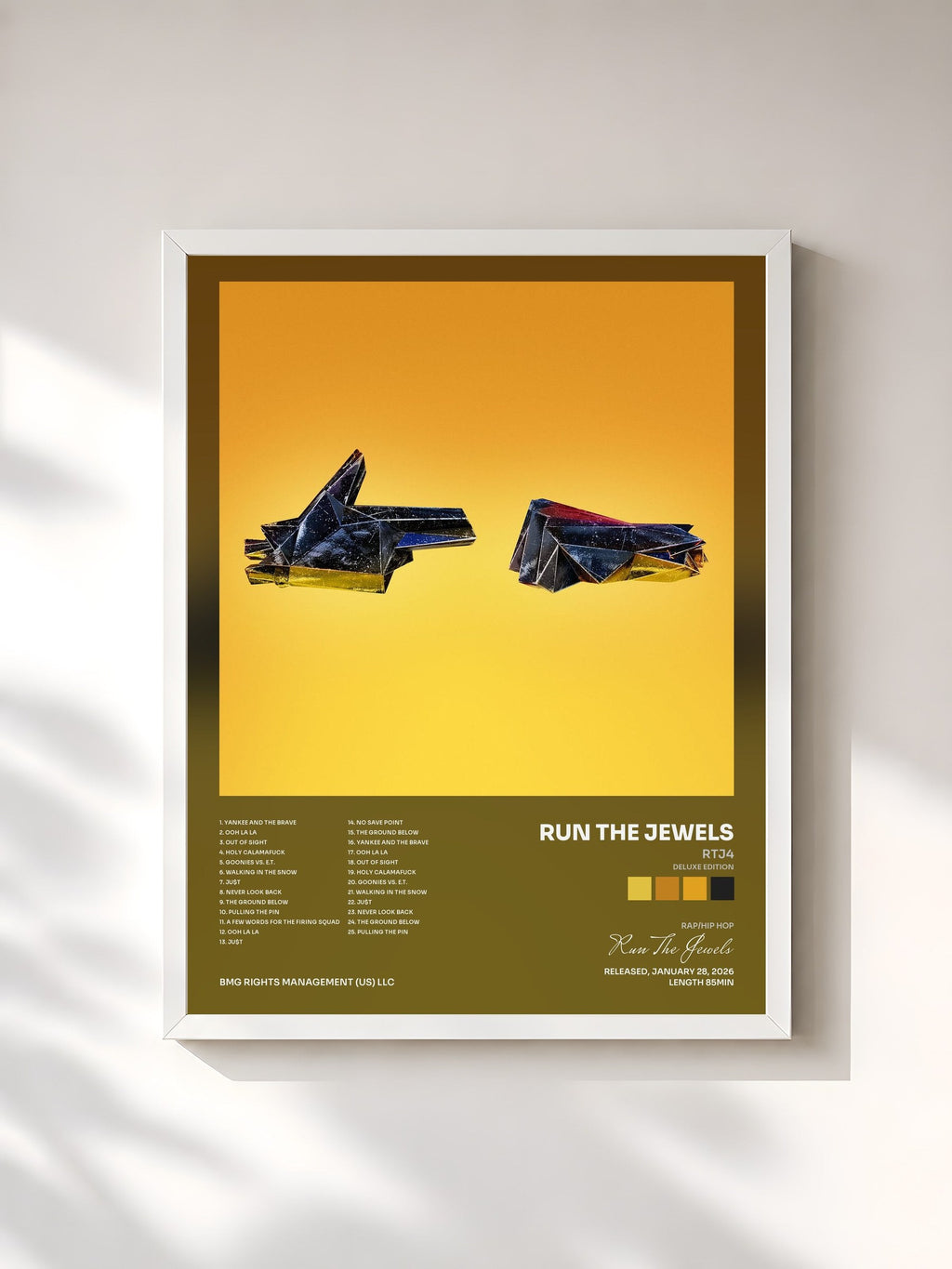 #blanc Tableau de l'album RTJ4 (Deluxe Edition) de Run The Jewels, cadre blanc, imprimé et encadré en France