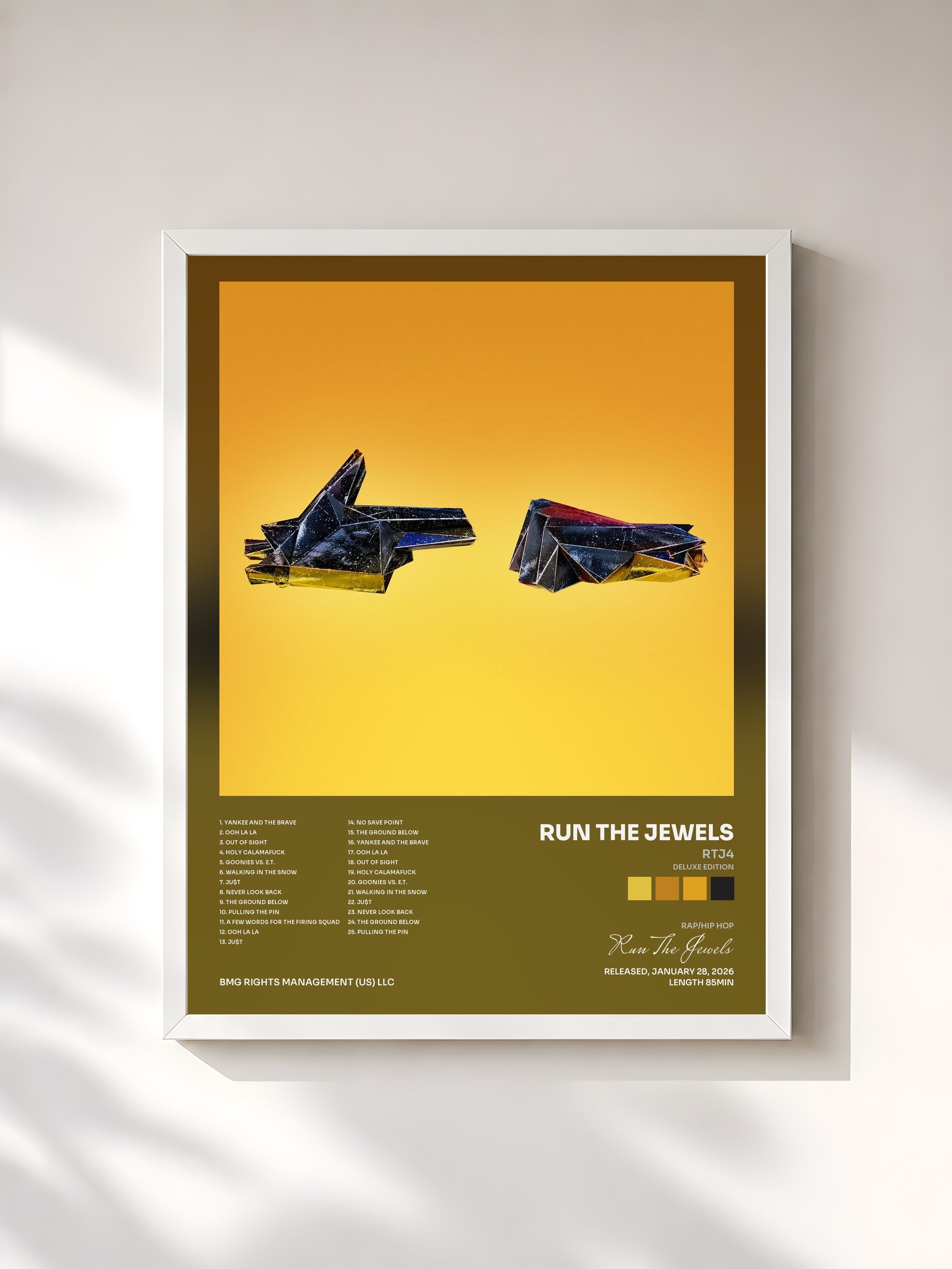#blanc Tableau de l'album RTJ4 (Deluxe Edition) de Run The Jewels, cadre blanc, imprimé et encadré en France