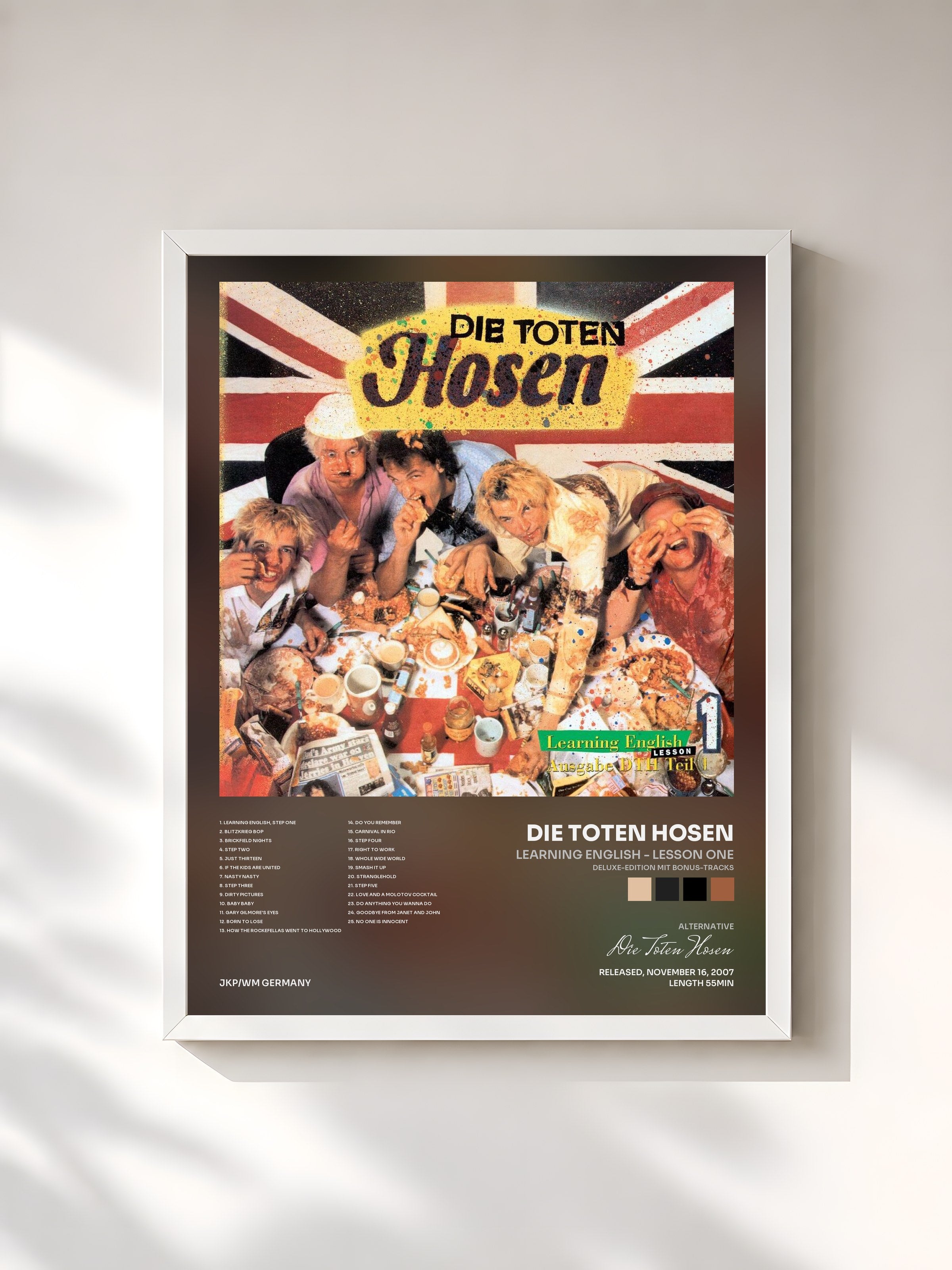 #blanc Tableau de l'album Learning English - Lesson One (Deluxe-Edition mit Bonus-Tracks) de Die Toten Hosen, cadre blanc, imprimé et encadré en France