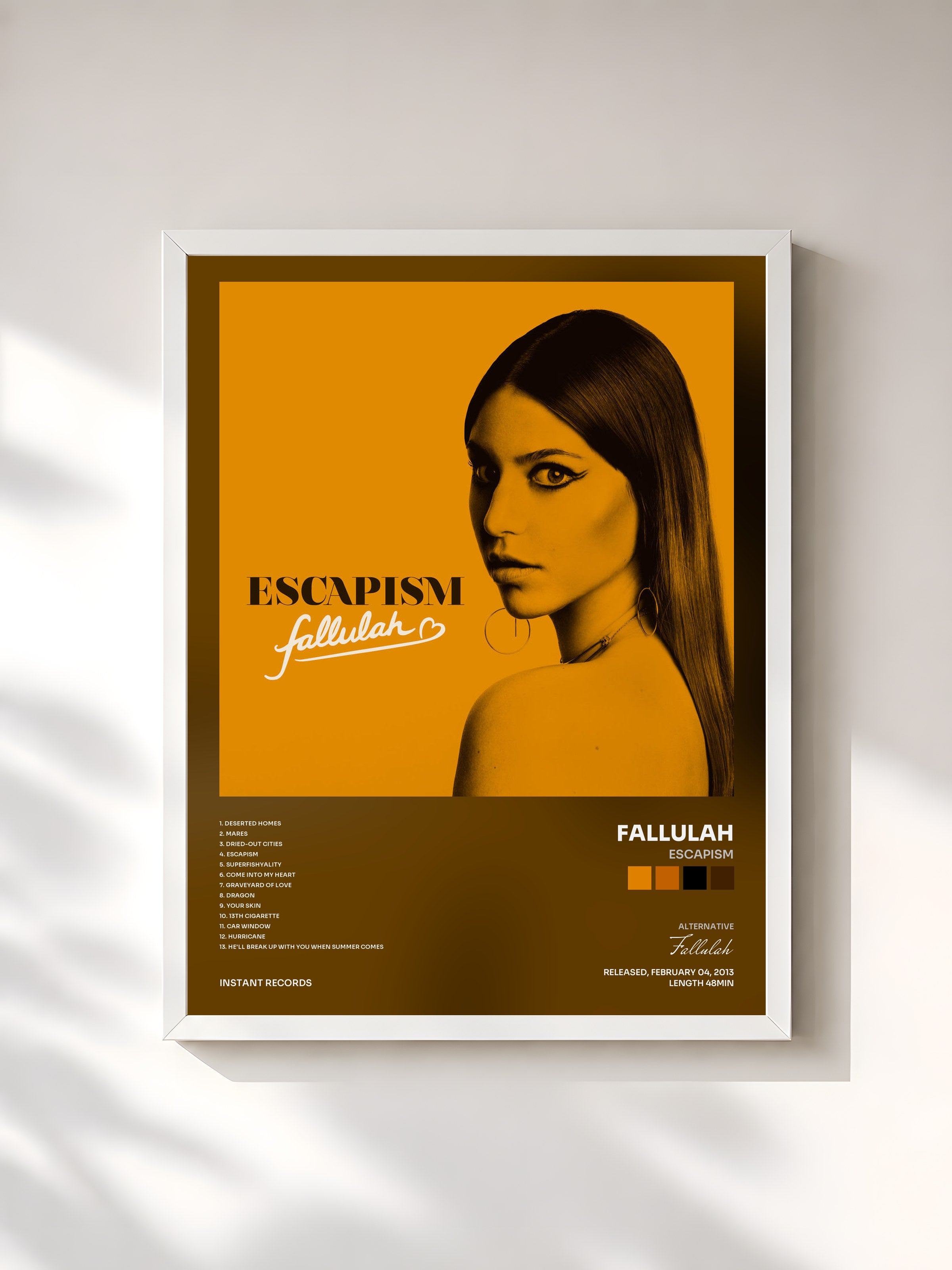 #blanc Tableau de l'album Escapism de Fallulah, cadre blanc, imprimé et encadré en France