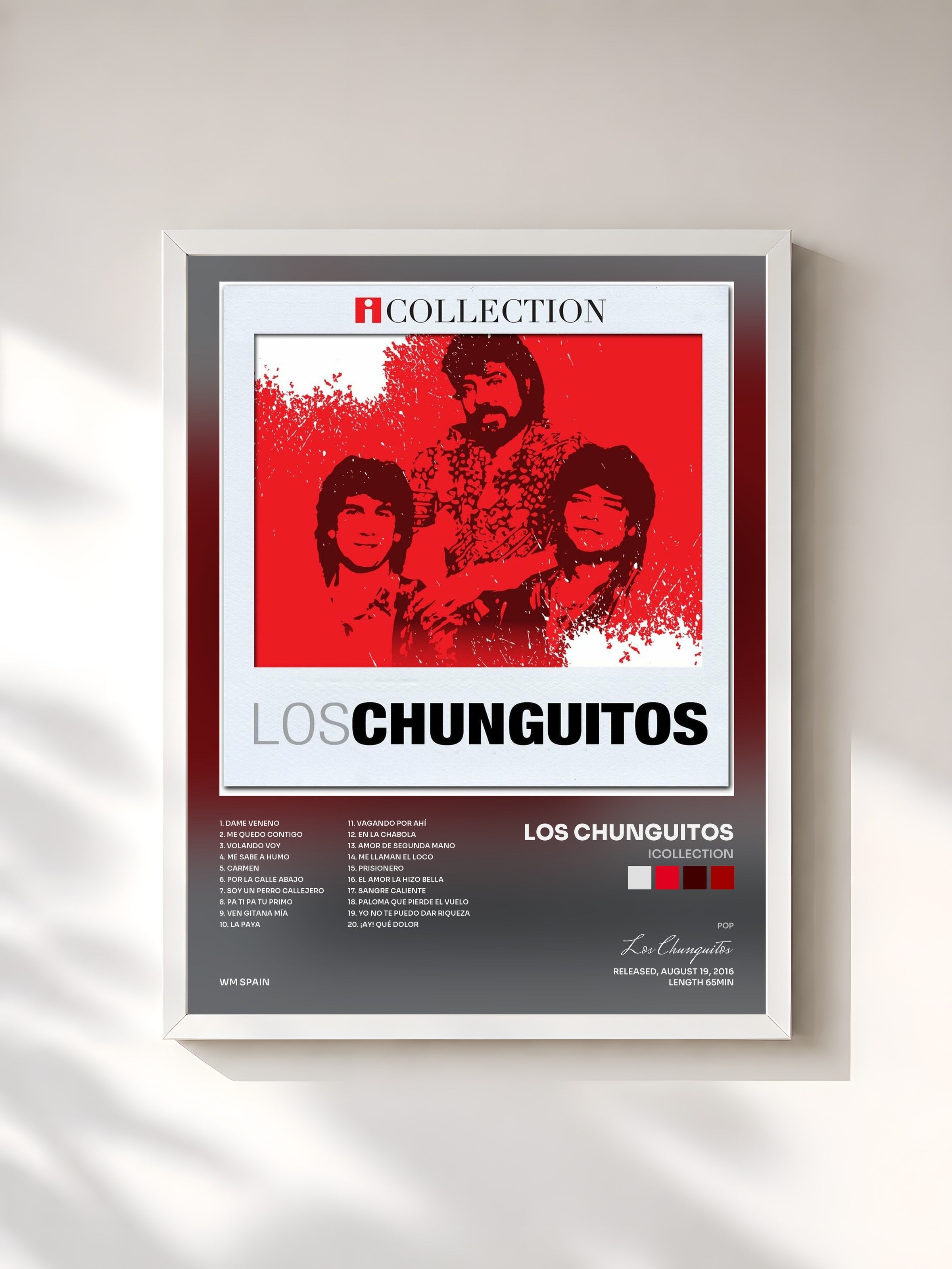 #blanc Tableau de l'album iCollection de Los Chunguitos, cadre blanc, imprimé et encadré en France