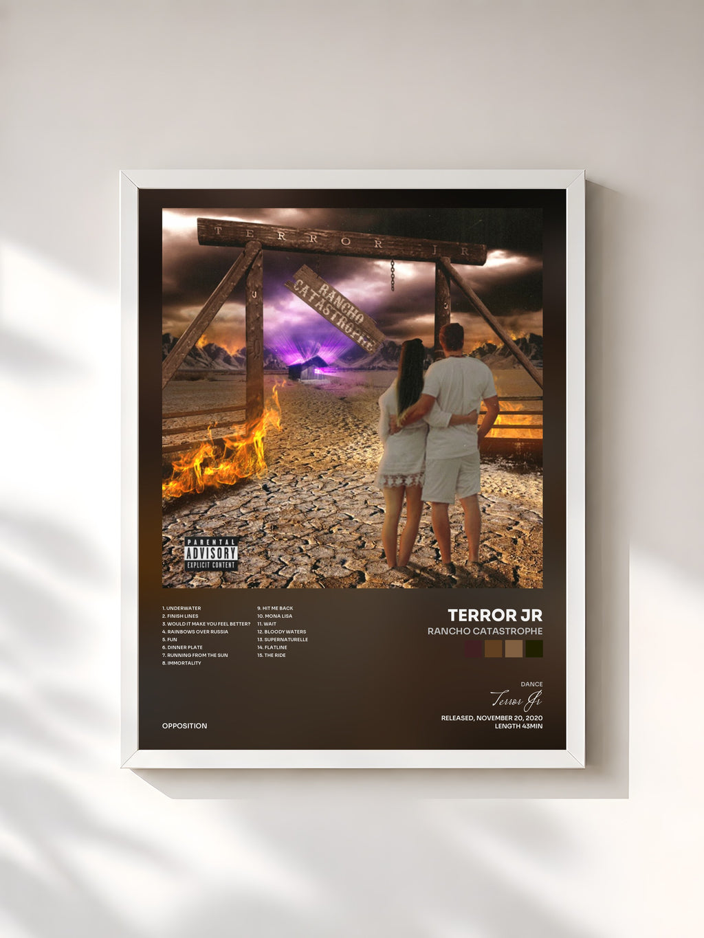 #blanc Tableau de l'album Rancho Catastrophe de Terror Jr, cadre blanc, imprimé et encadré en France