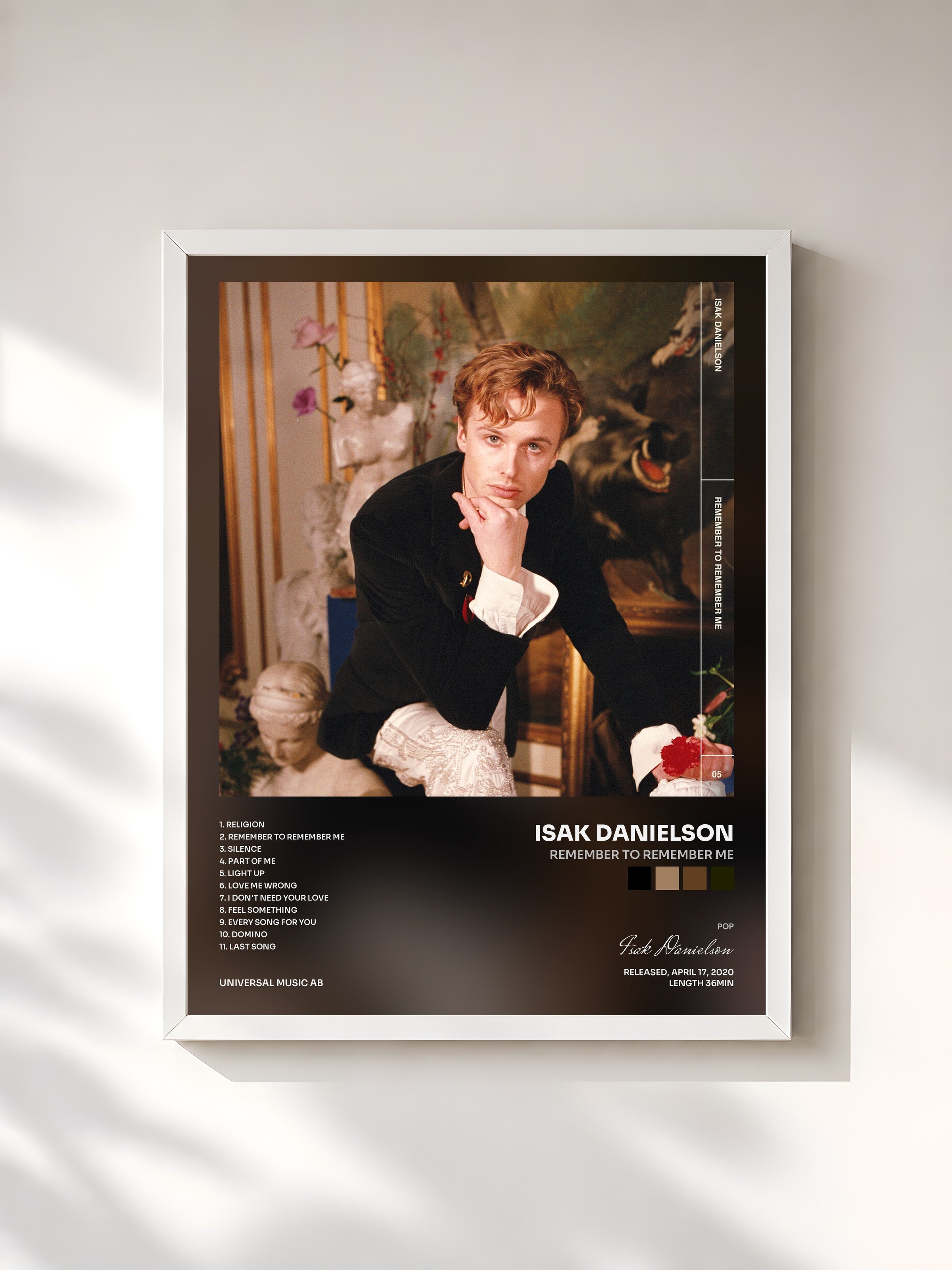 #blanc Tableau de l'album Remember To Remember Me de Isak Danielson, cadre blanc, imprimé et encadré en France