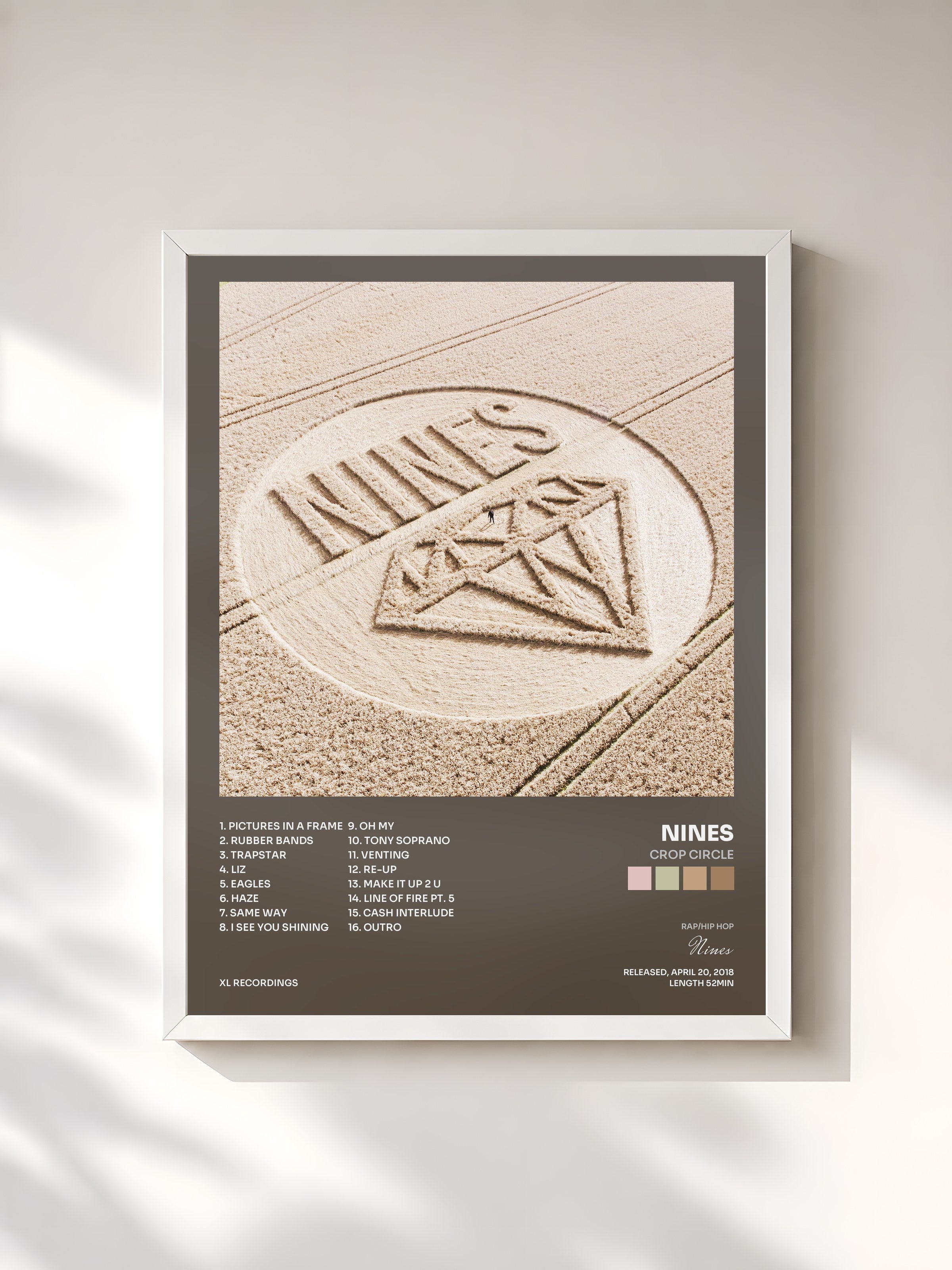 #blanc Tableau de l'album Crop Circle de Nines, cadre blanc, imprimé et encadré en France