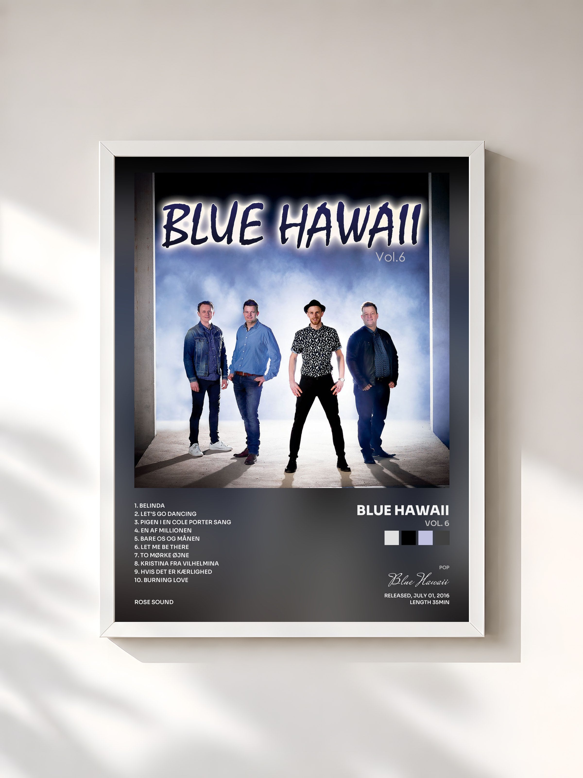 #blanc Tableau de l'album Vol. 6 de Blue Hawaii, cadre blanc, imprimé et encadré en France