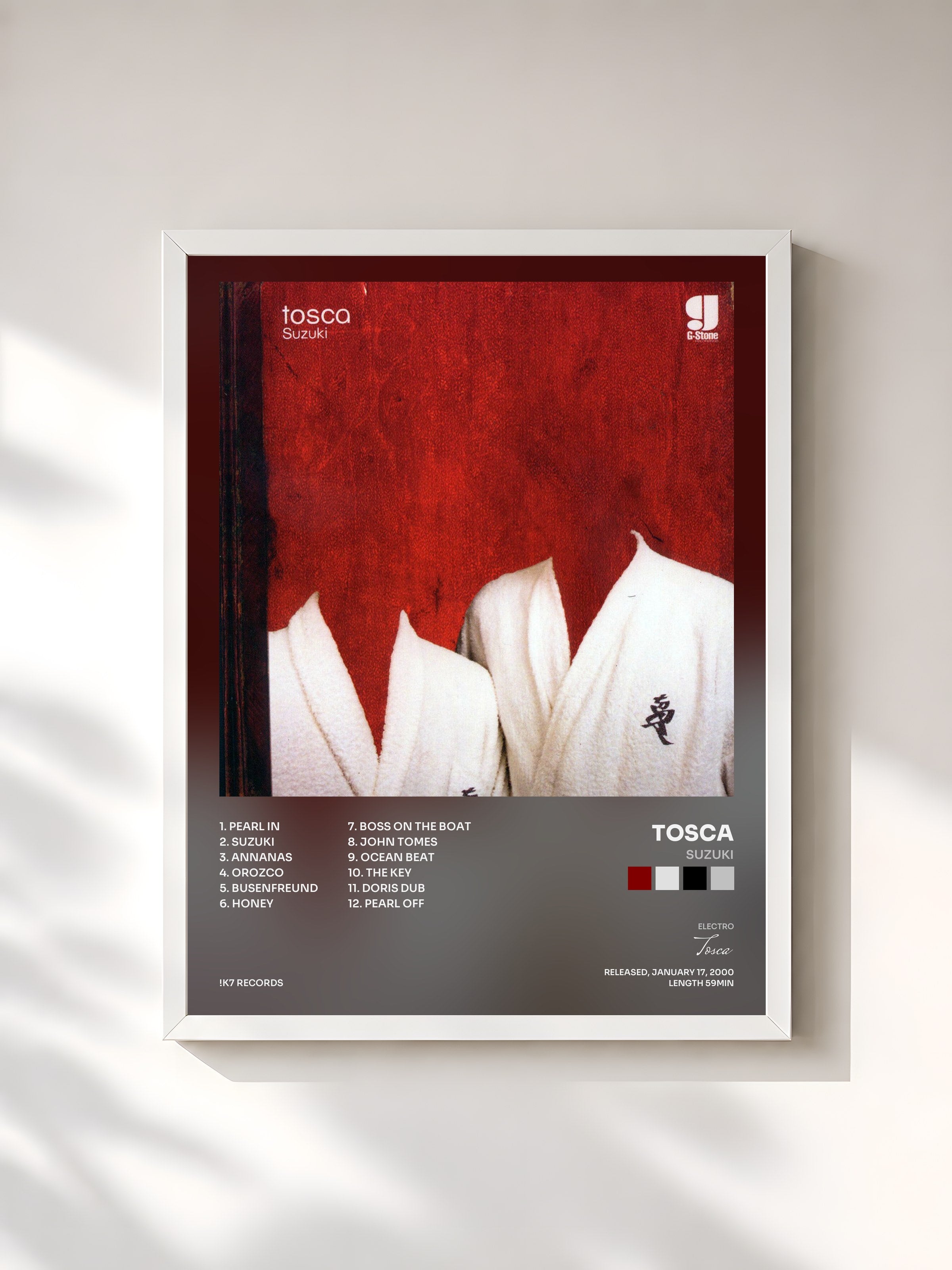 #blanc Tableau de l'album Suzuki de Tosca, cadre blanc, imprimé et encadré en France