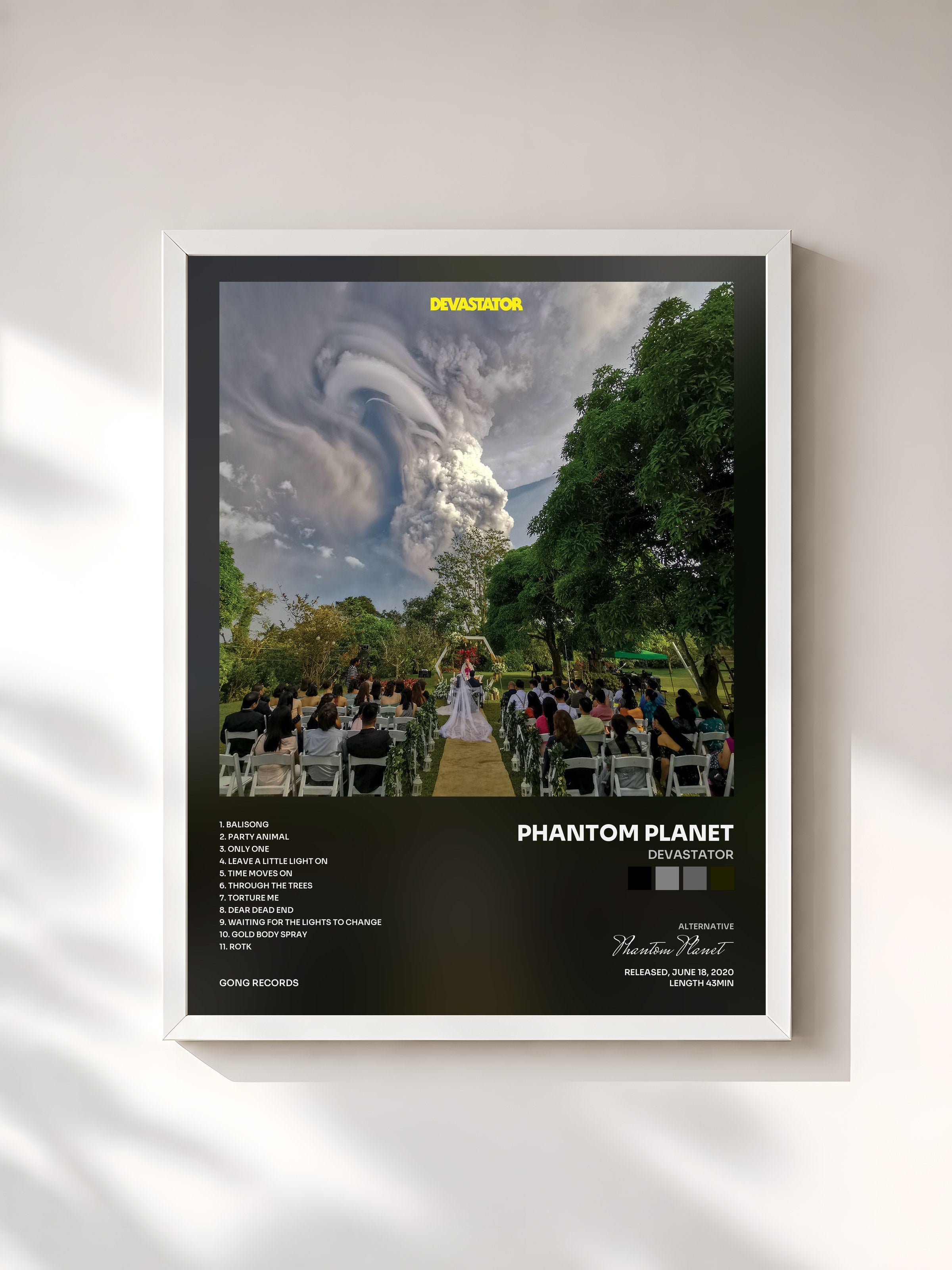 #blanc Tableau de l'album Devastator de Phantom Planet, cadre blanc, imprimé et encadré en France