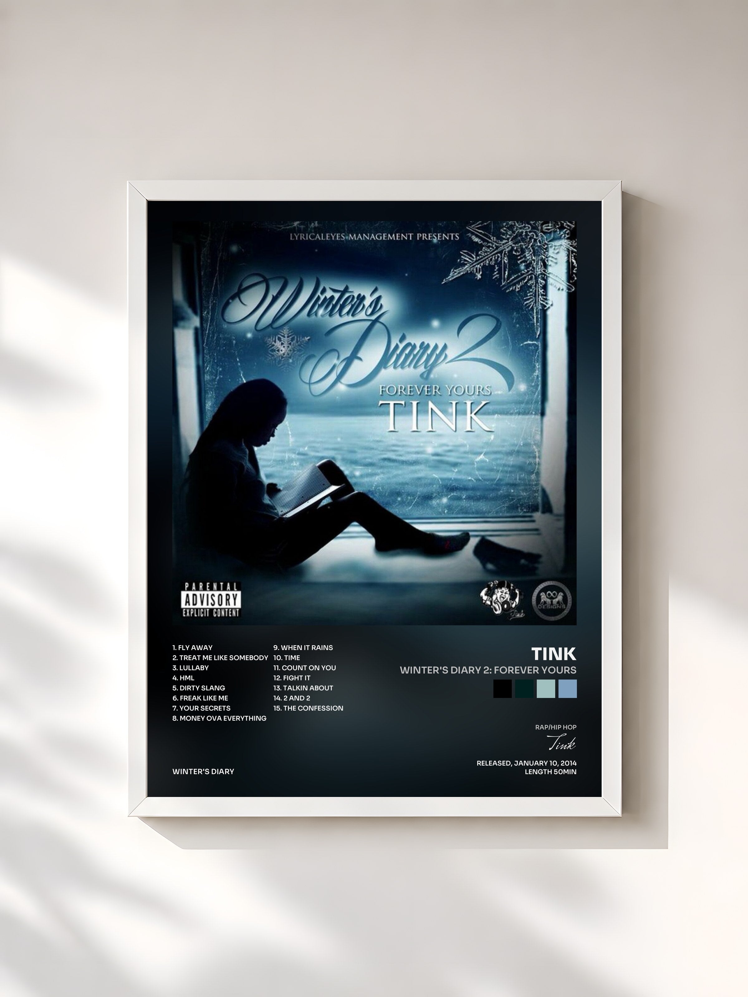 #blanc Tableau de l'album Winter's Diary 2: Forever Yours de Tink, cadre blanc, imprimé et encadré en France