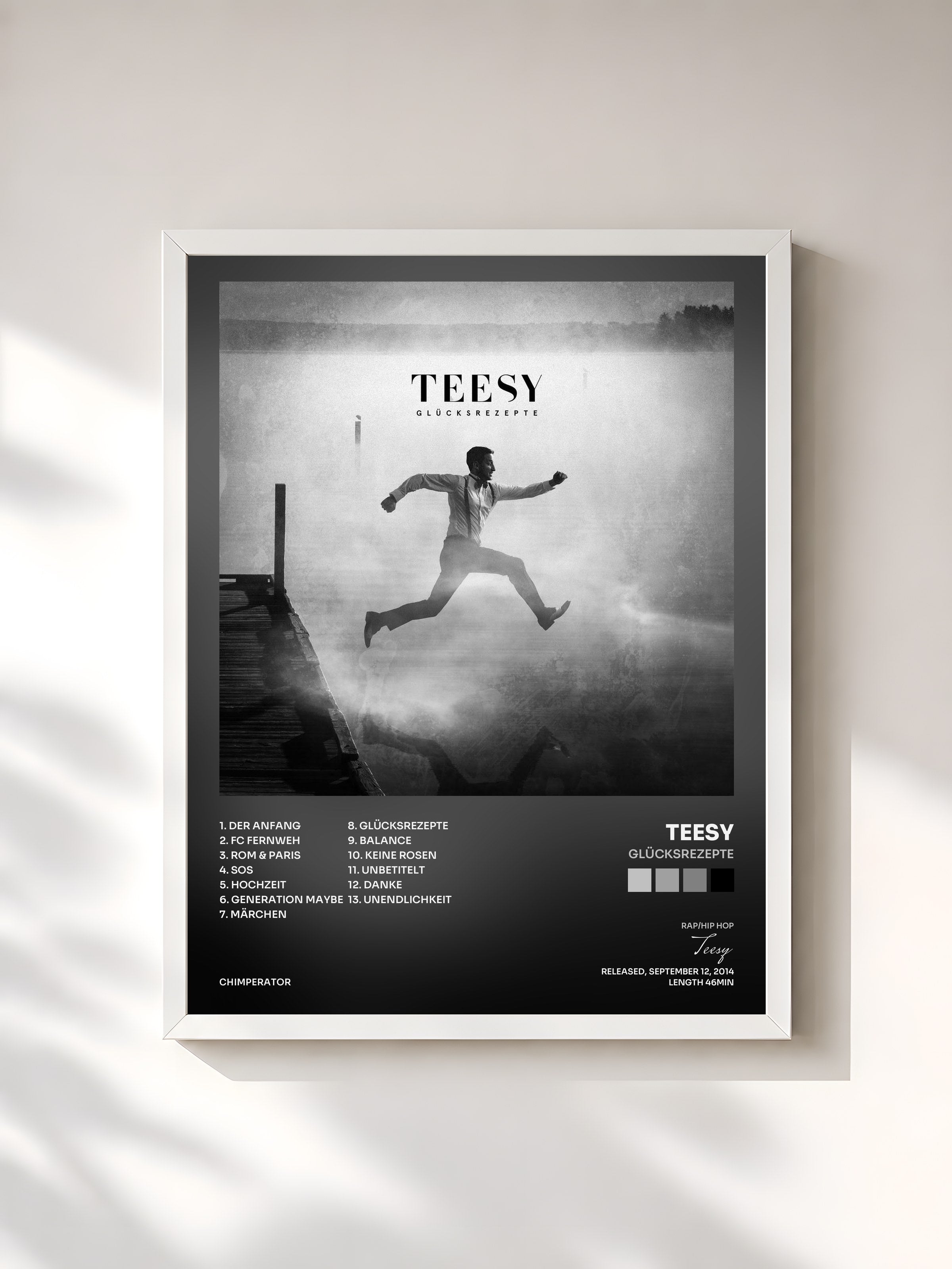 #blanc Tableau de l'album Glücksrezepte de Teesy, cadre blanc, imprimé et encadré en France