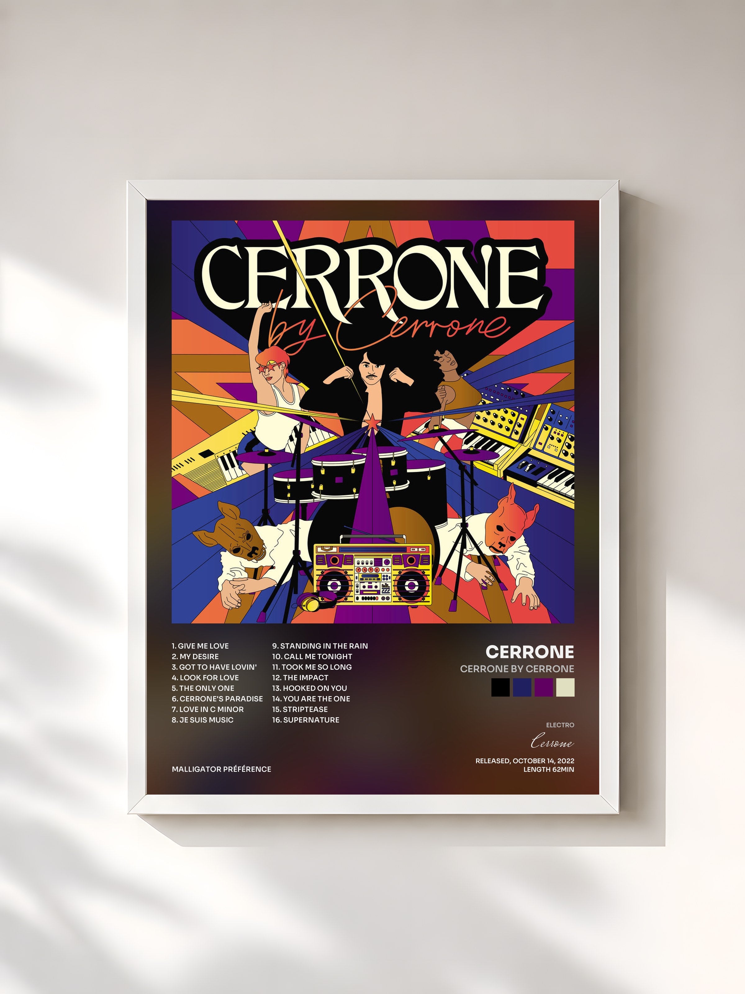 #blanc Tableau de l'album Cerrone by Cerrone de Cerrone, cadre blanc, imprimé et encadré en France