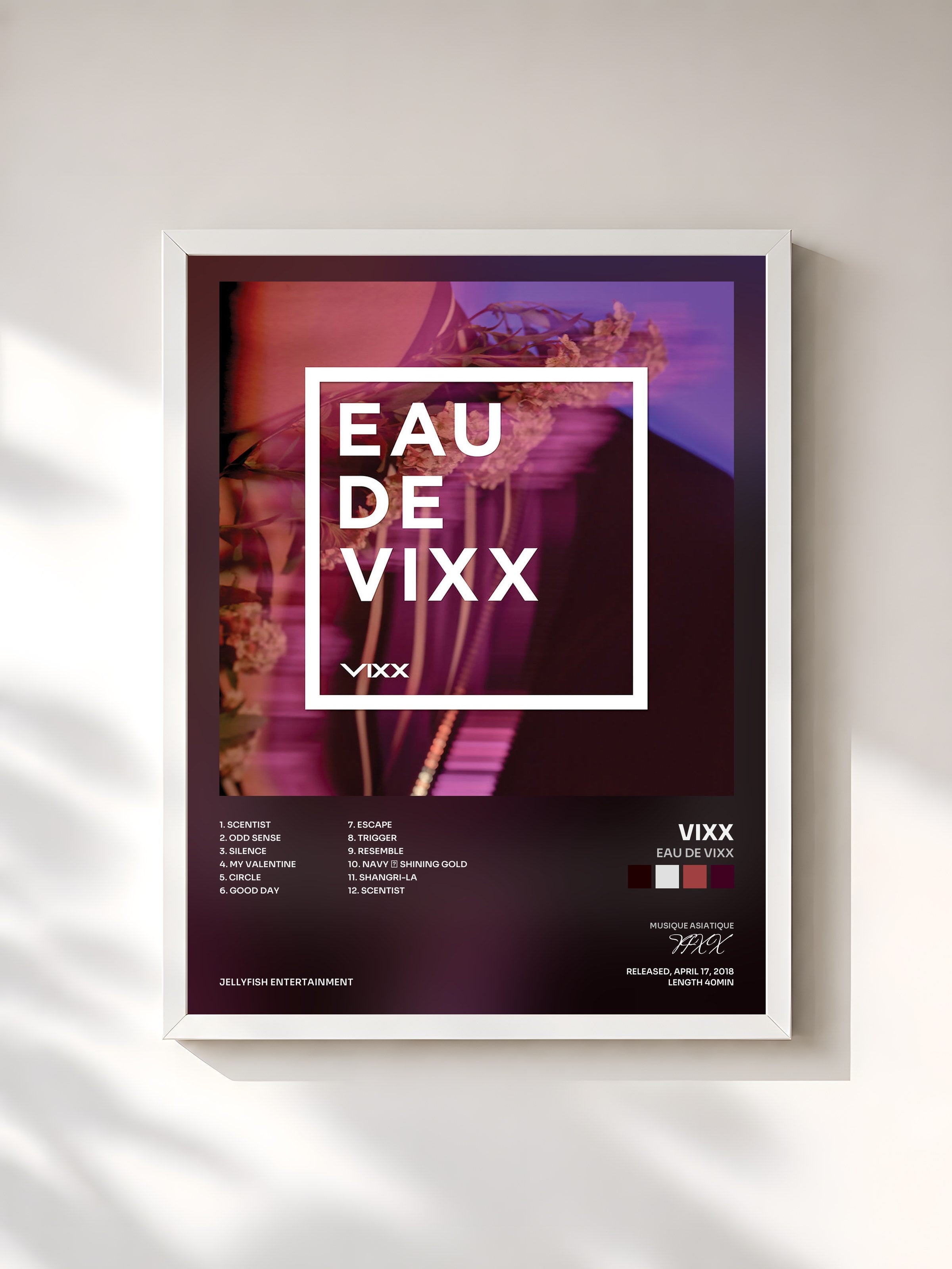 #blanc Tableau de l'album EAU DE VIXX de VIXX, cadre blanc, imprimé et encadré en France
