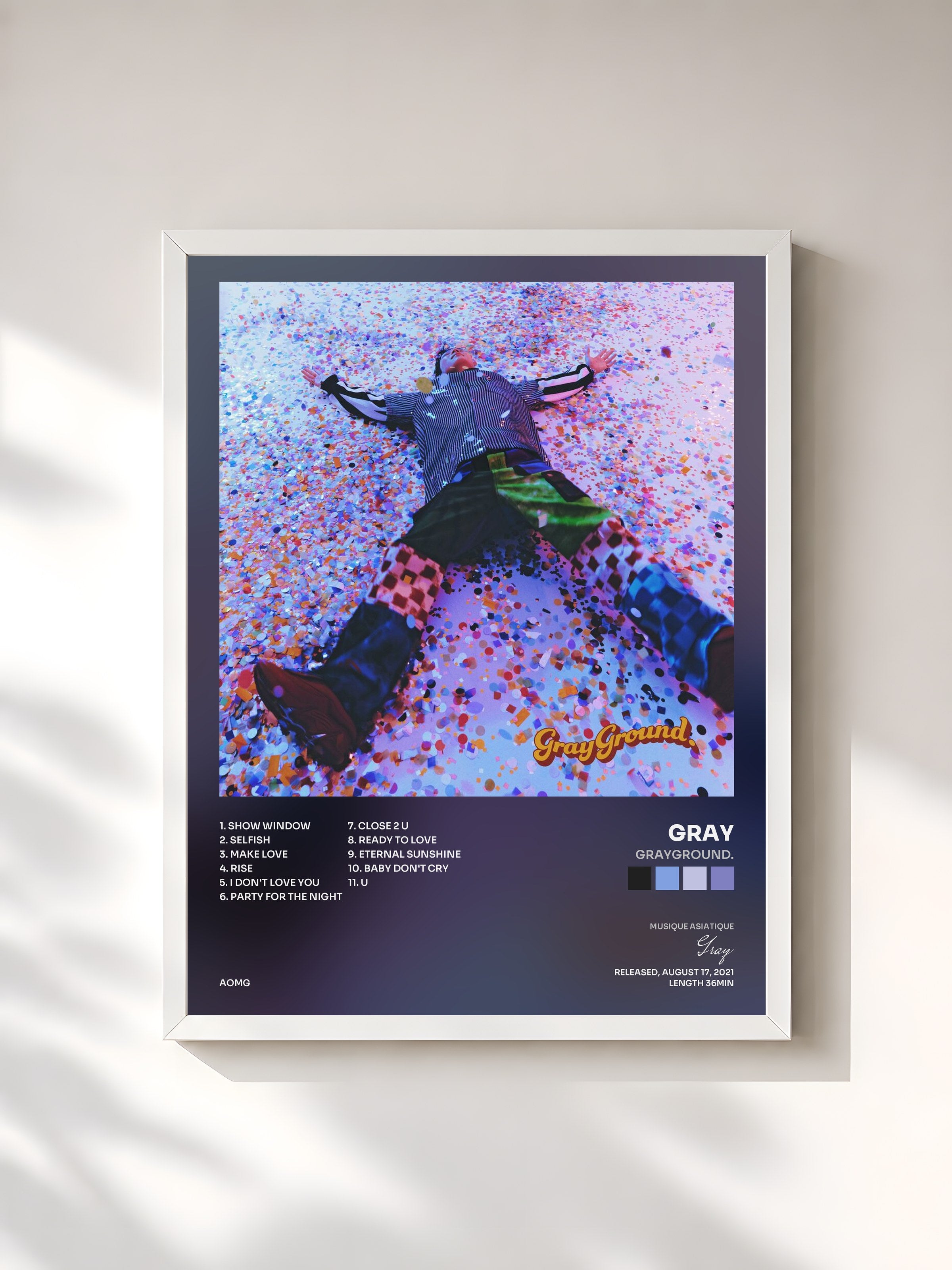 #blanc Tableau de l'album grayground. de Gray, cadre blanc, imprimé et encadré en France
