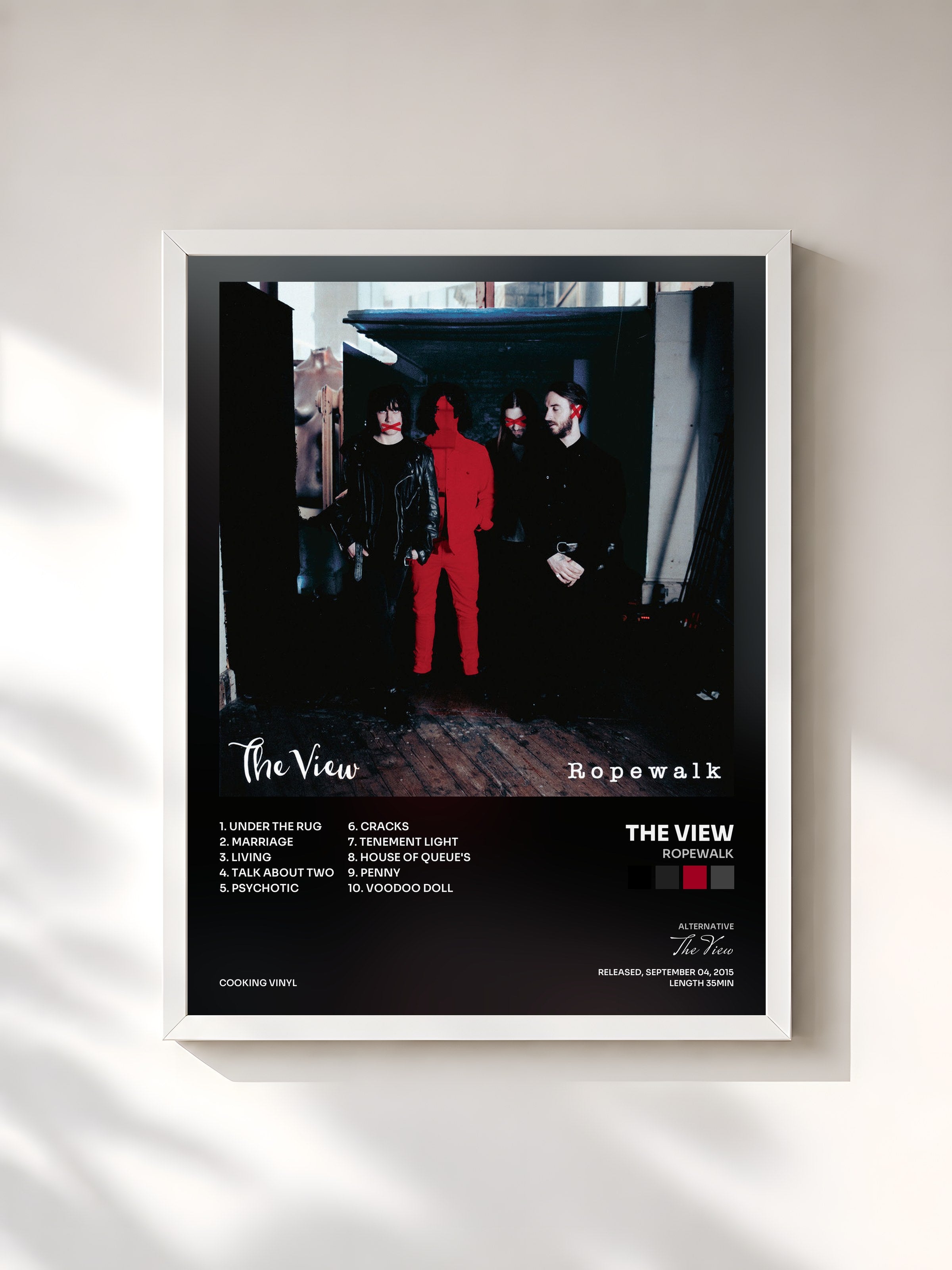 #blanc Tableau de l'album Ropewalk de The View, cadre blanc, imprimé et encadré en France