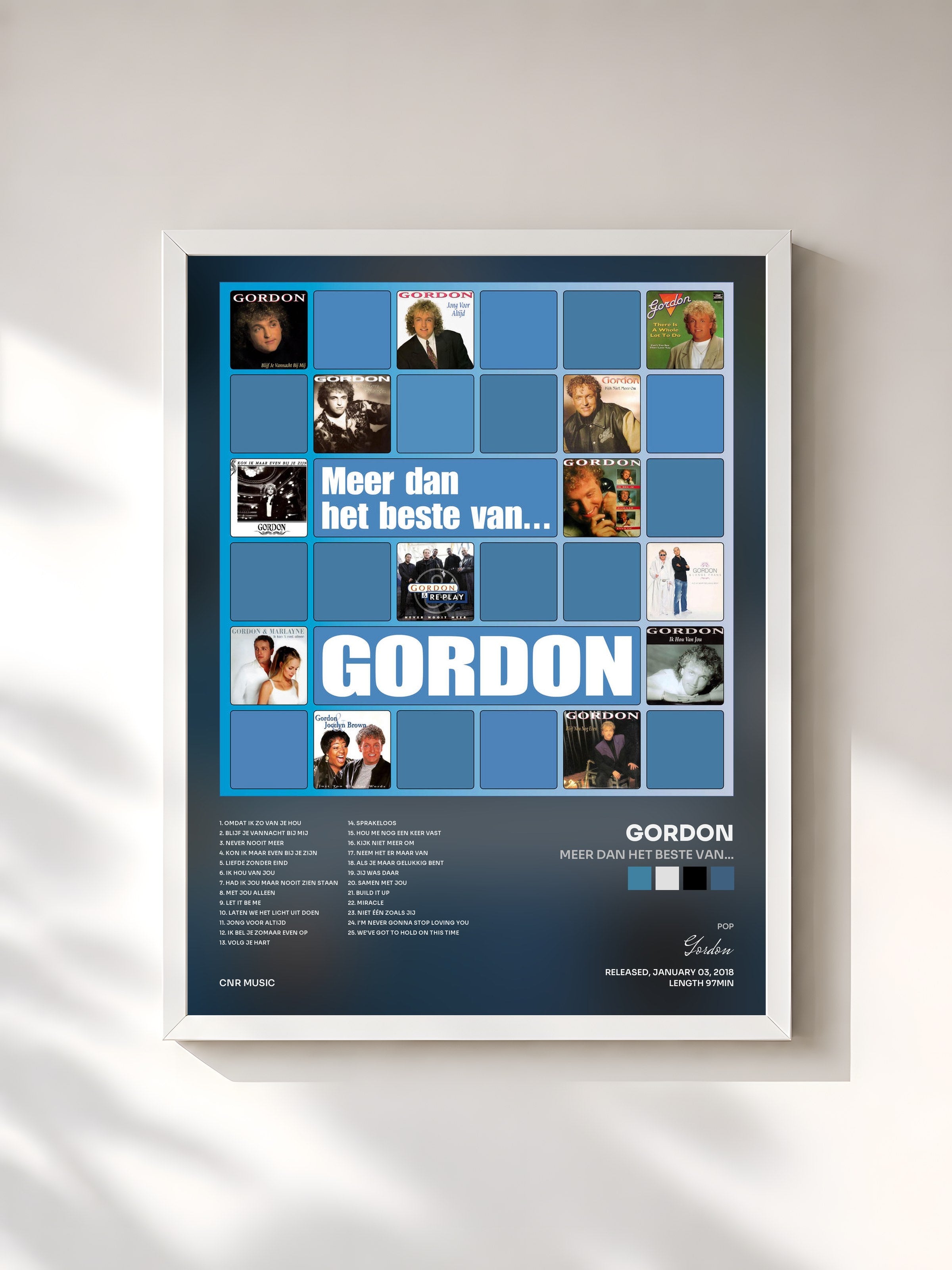 #blanc Tableau de l'album Meer Dan Het Beste Van... de Gordon, cadre blanc, imprimé et encadré en France