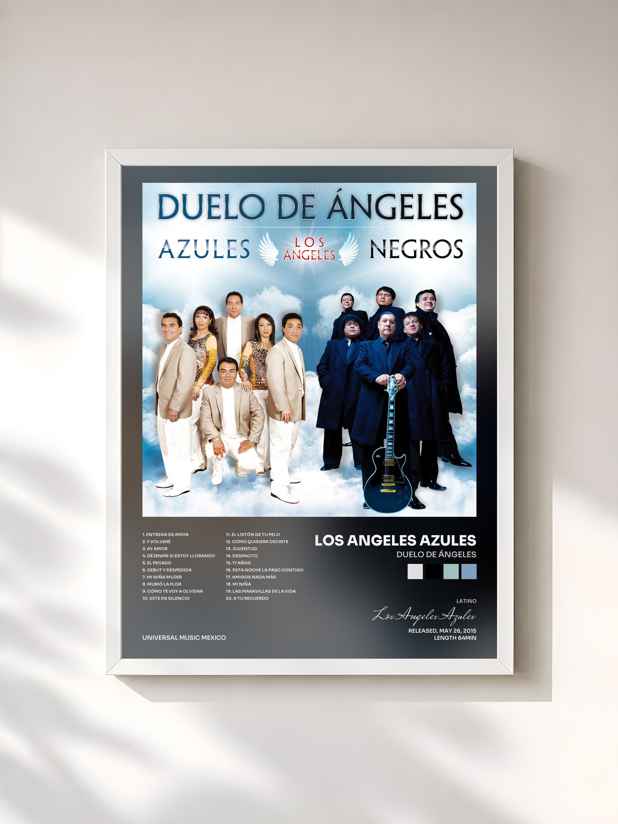 #blanc Tableau de l'album Duelo De Ángeles de Los Angeles Azules, cadre blanc, imprimé et encadré en France
