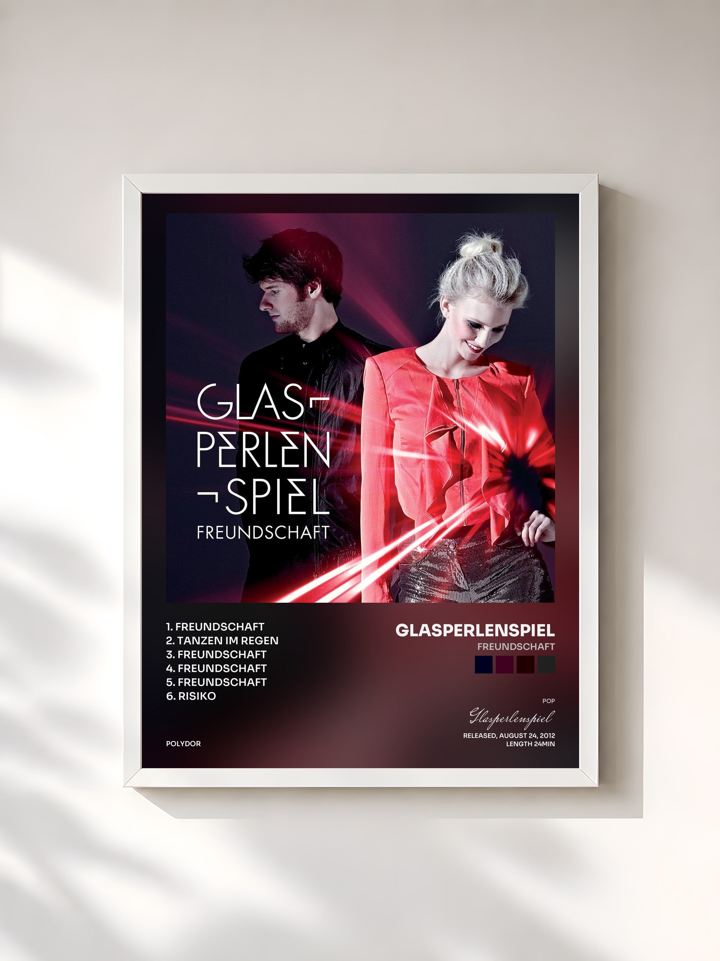 #blanc Tableau de l'album Freundschaft de Glasperlenspiel, cadre blanc, imprimé et encadré en France