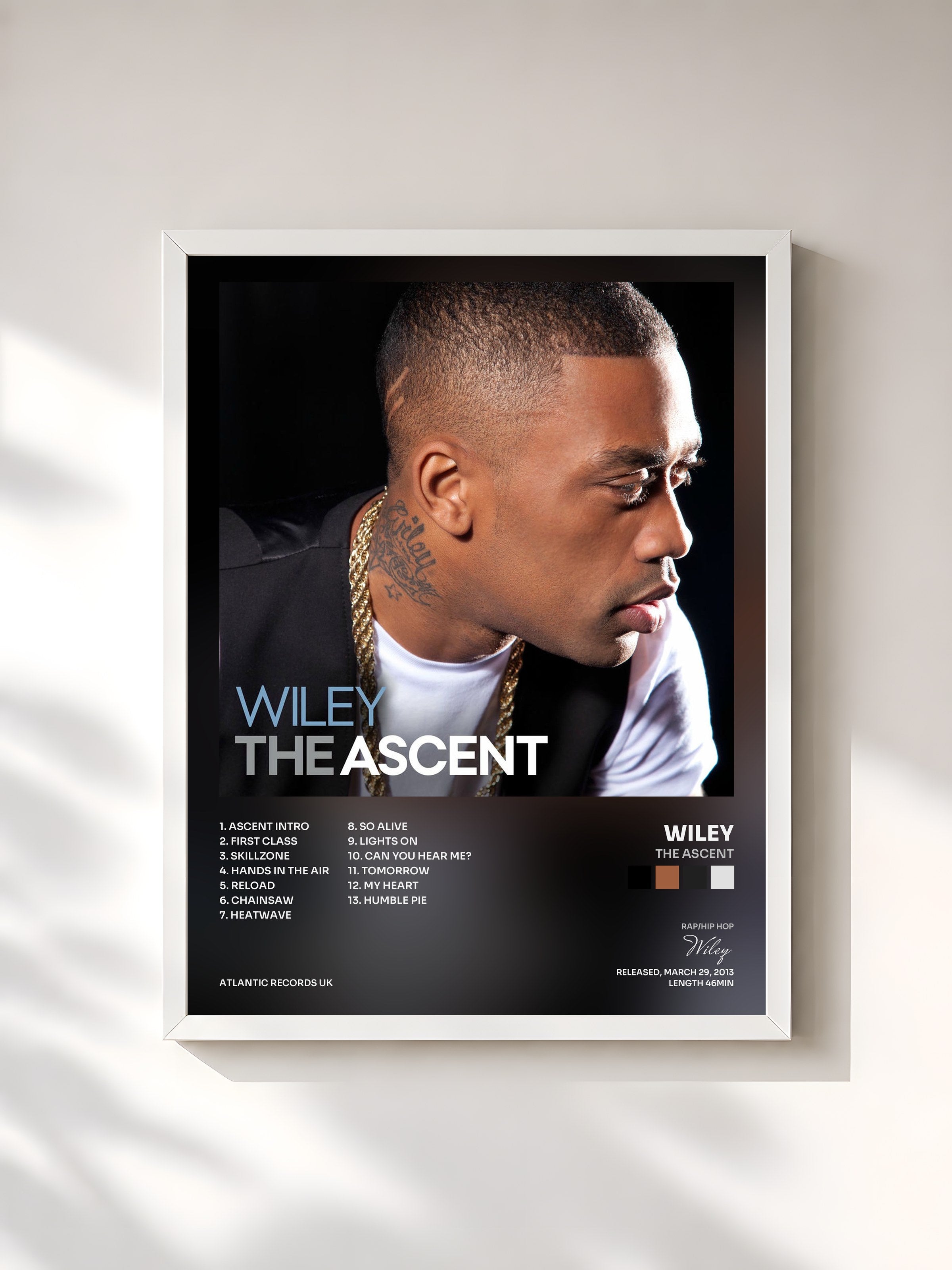 #blanc Tableau de l'album The Ascent de Wiley, cadre blanc, imprimé et encadré en France