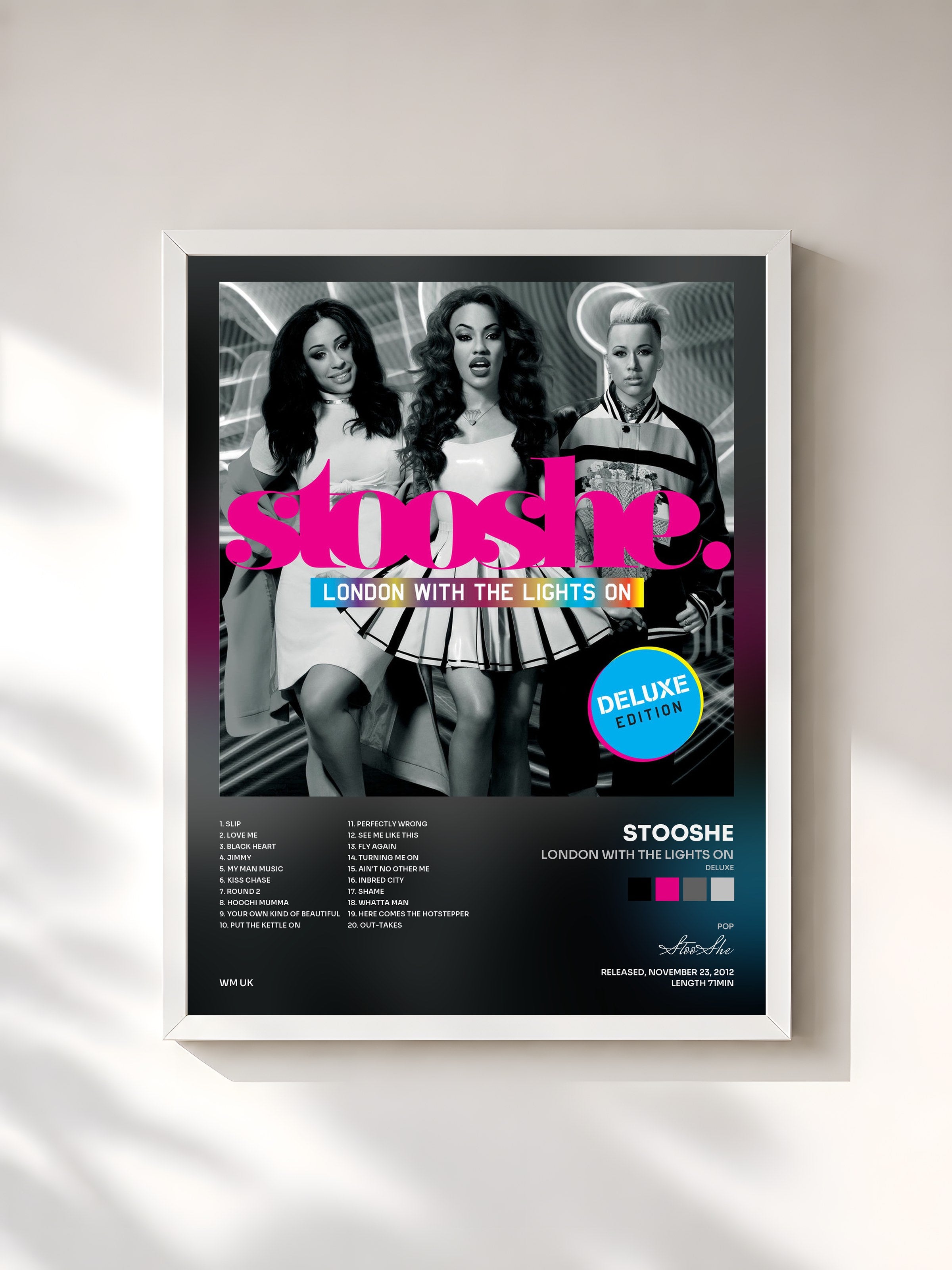 #blanc Tableau de l'album London With The Lights On (Deluxe) de StooShe, cadre blanc, imprimé et encadré en France