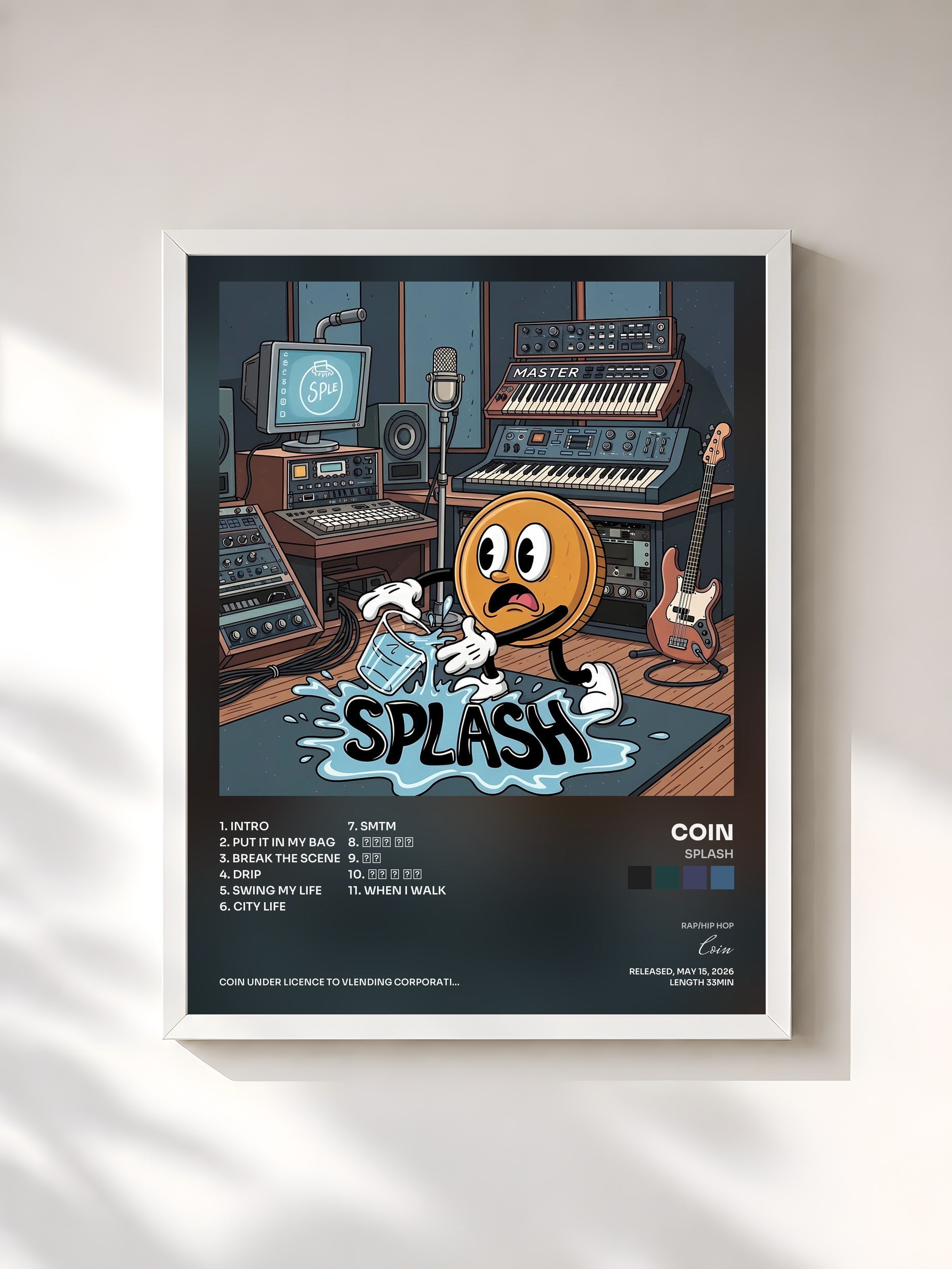 #blanc Tableau de l'album SPLASH de Coin, cadre blanc, imprimé et encadré en France