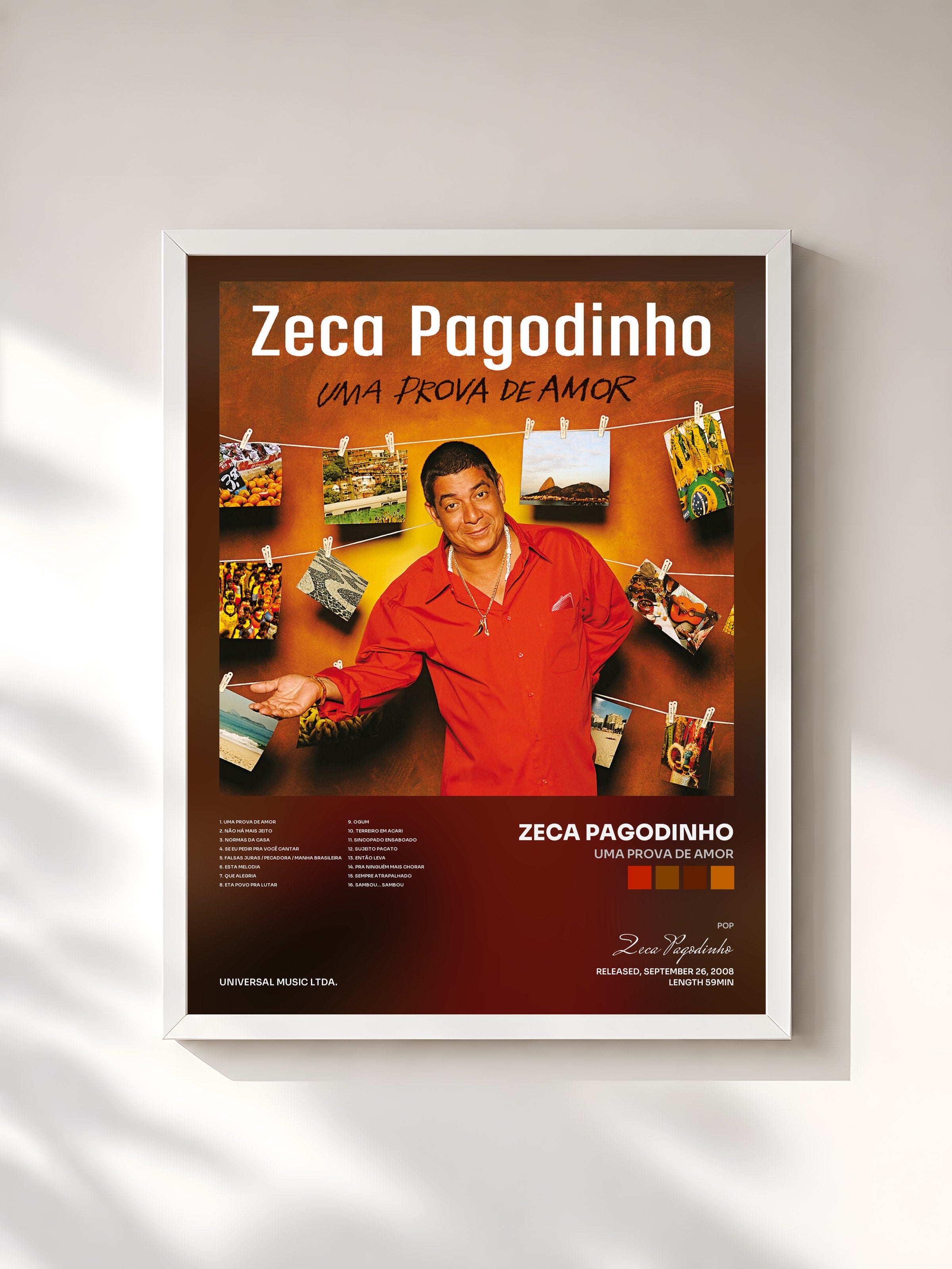 #blanc Tableau de l'album Uma Prova De Amor de Zeca Pagodinho, cadre blanc, imprimé et encadré en France