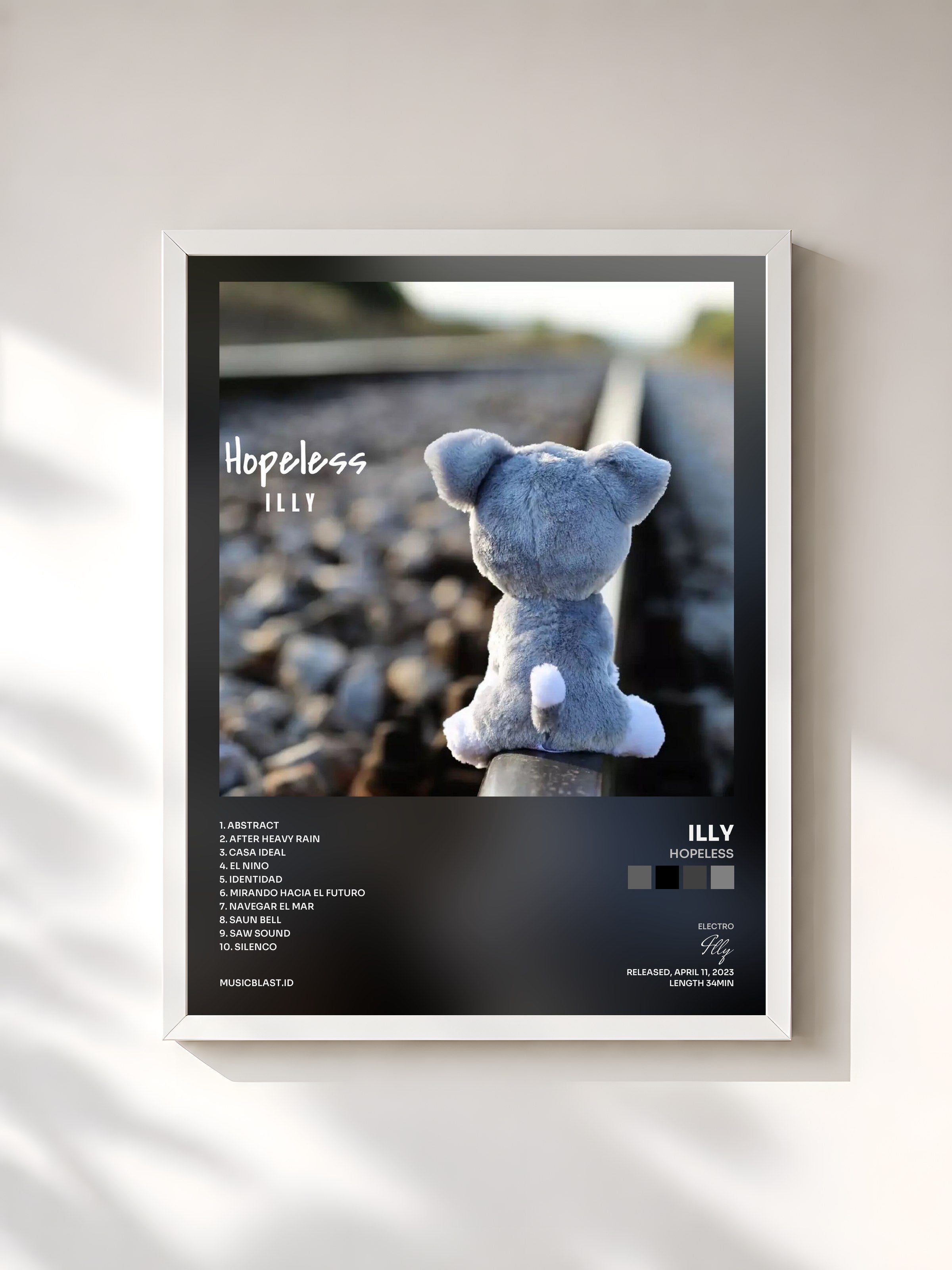 #blanc Tableau de l'album Hopeless de Illy, cadre blanc, imprimé et encadré en France