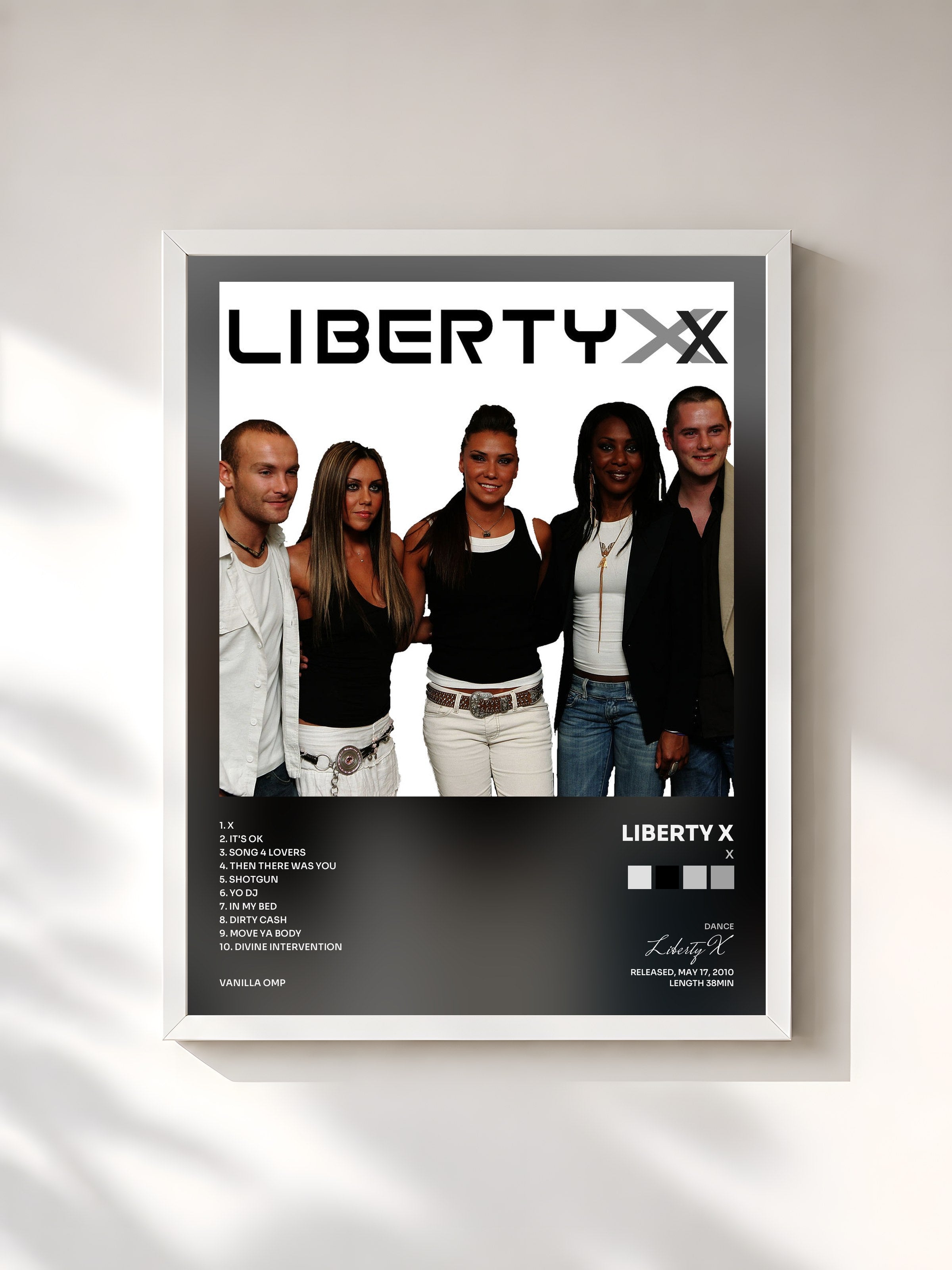 #blanc Tableau de l'album X de Liberty X, cadre blanc, imprimé et encadré en France
