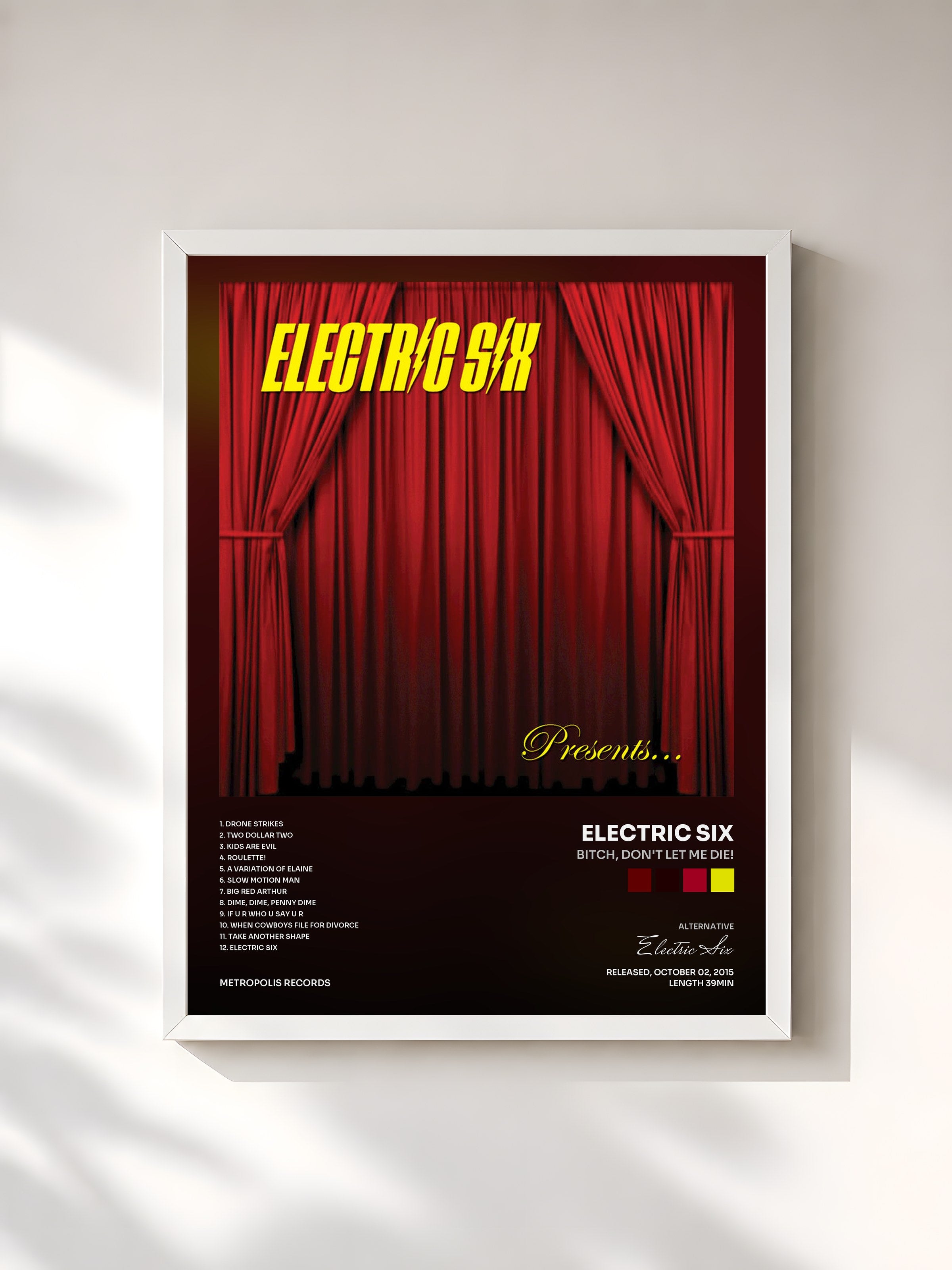 #blanc Tableau de l'album Bitch, Don't Let Me Die! de Electric Six, cadre blanc, imprimé et encadré en France