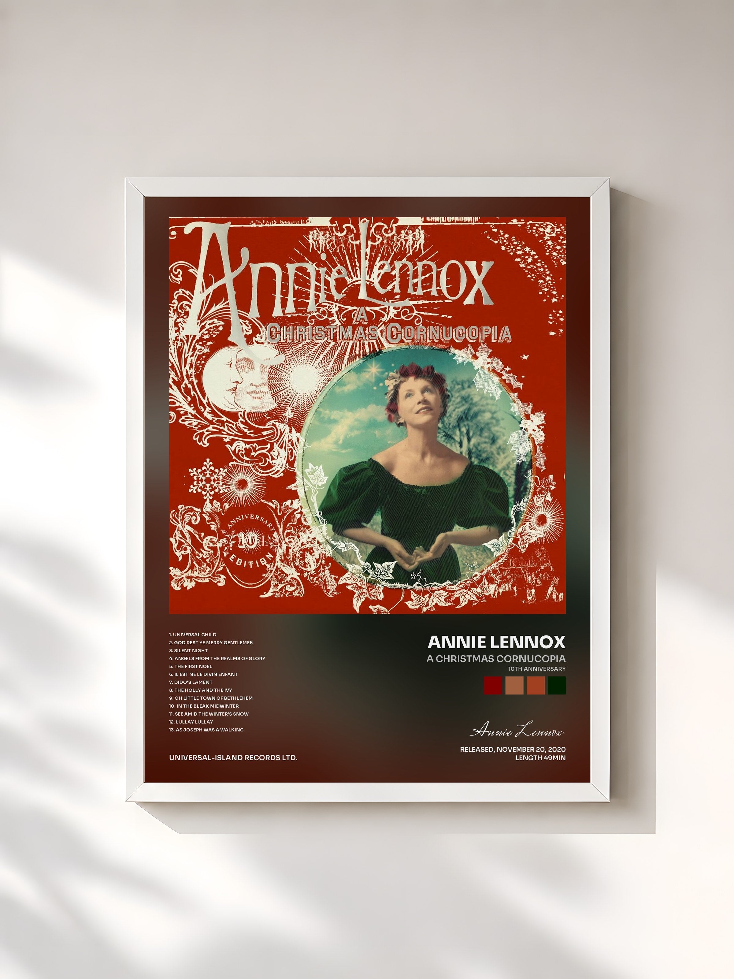 #blanc Tableau de l'album A Christmas Cornucopia (10th Anniversary) de Annie Lennox, cadre blanc, imprimé et encadré en France