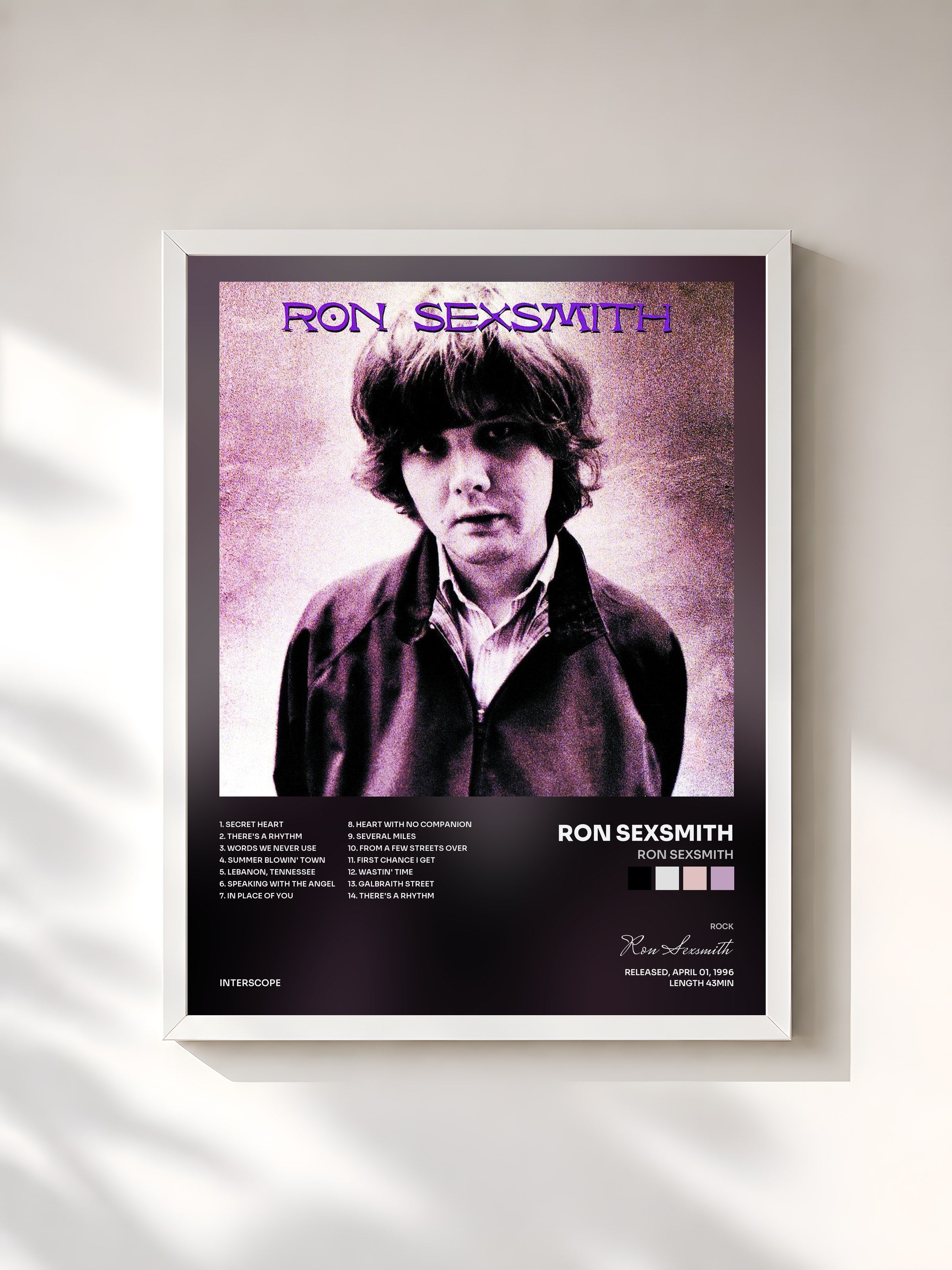 #blanc Tableau de l'album Ron Sexsmith de Ron Sexsmith, cadre blanc, imprimé et encadré en France